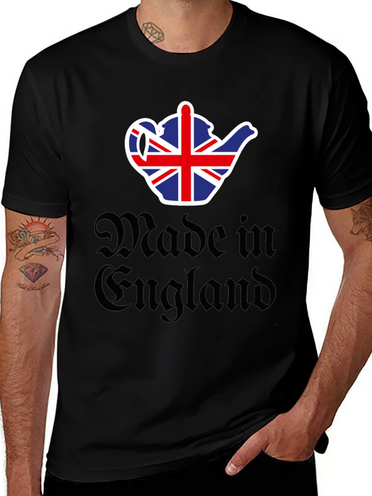 Made in England UK Flag Teapot Graphic T-Shirt