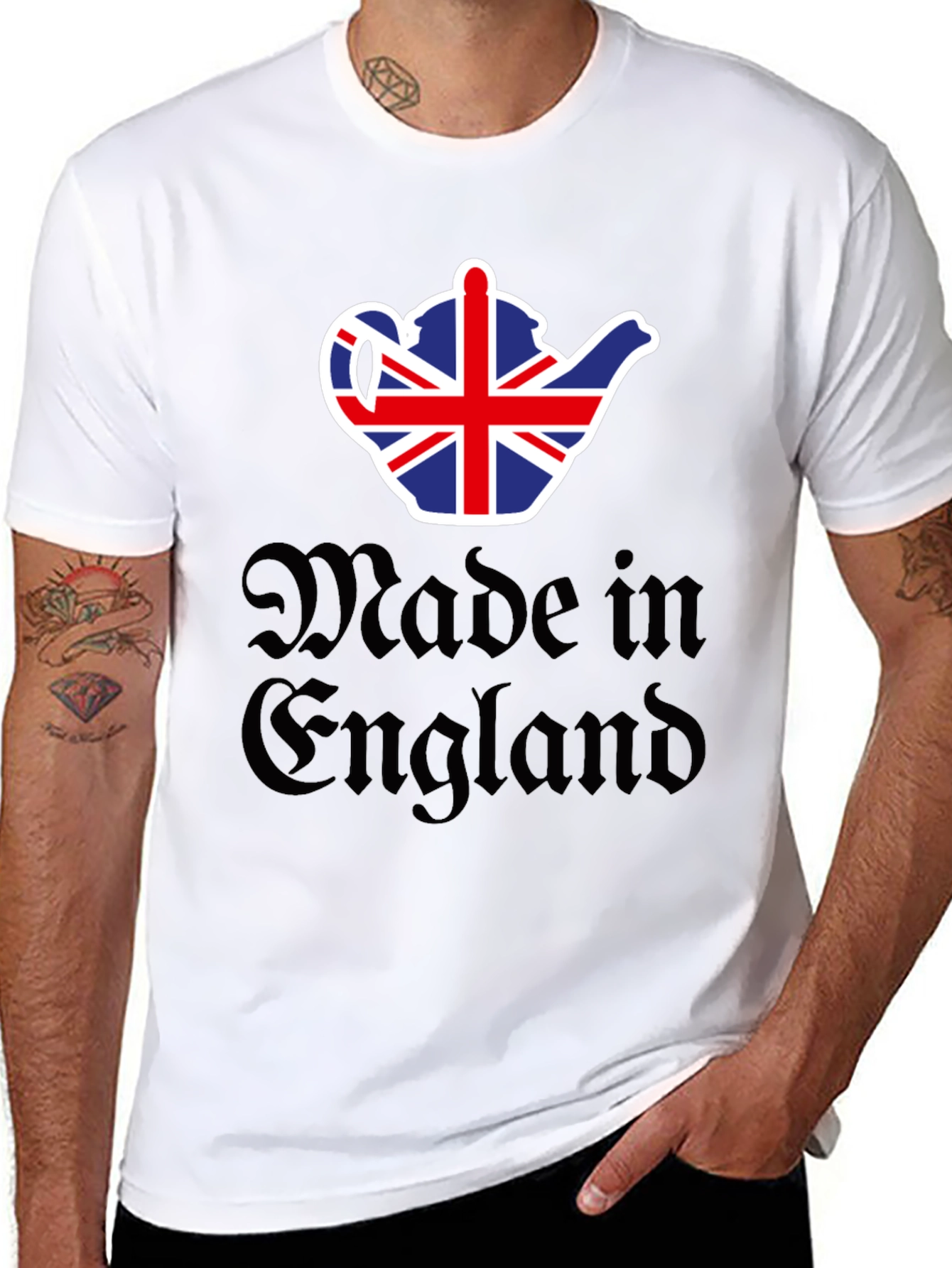 Made in England UK Flag Teapot Graphic T-Shirt