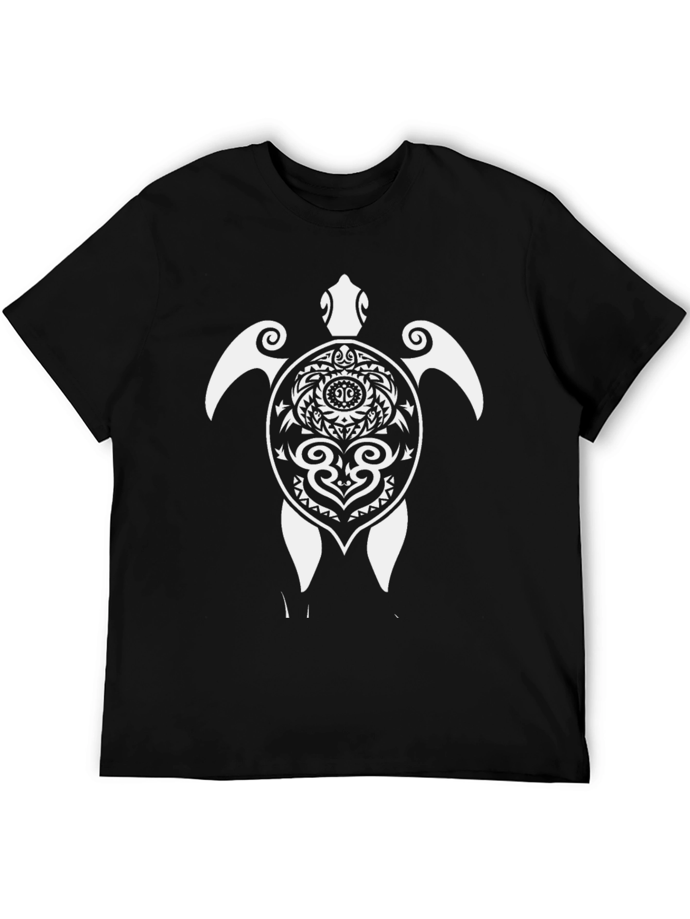 Tribal Turtle Graphic Tee - Black Cotton Comfort