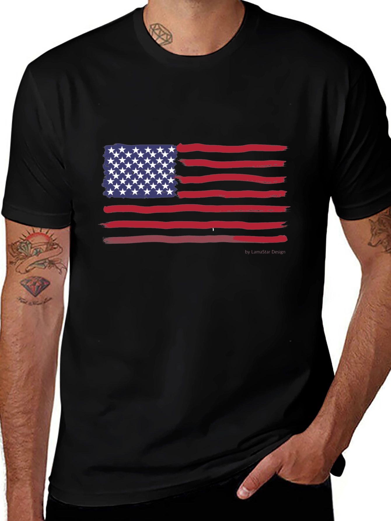 American Flag Graphic Print T-Shirt