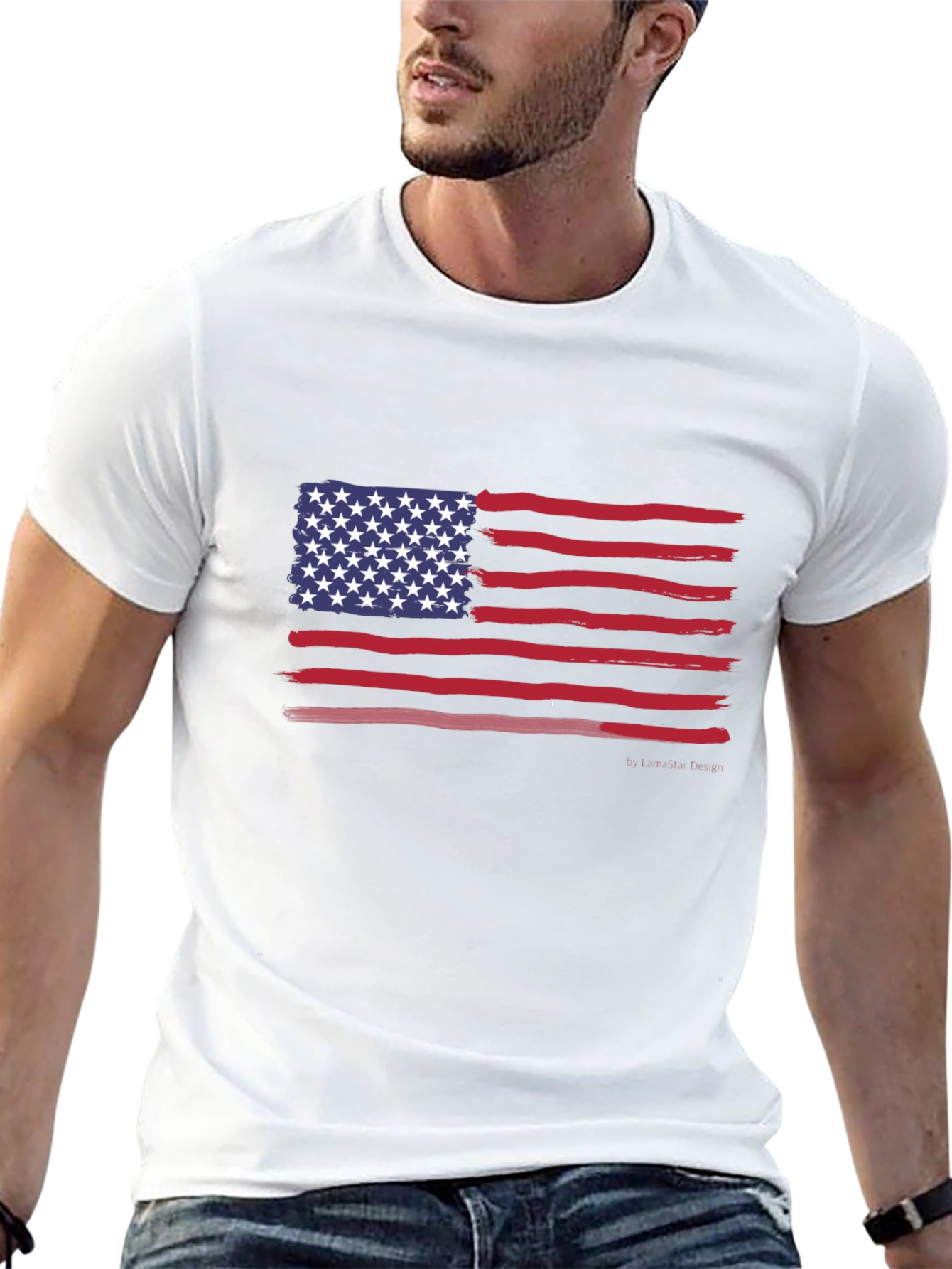 American Flag Graphic Print T-Shirt