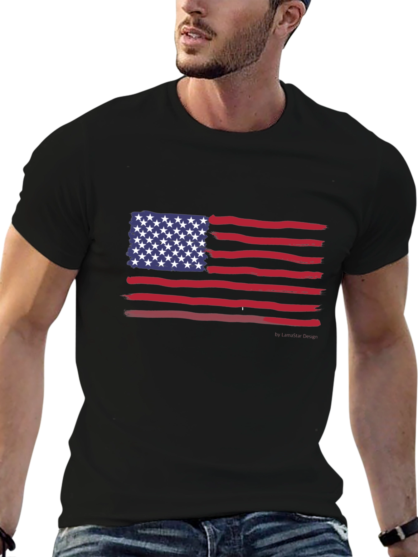American Flag Graphic Print T-Shirt