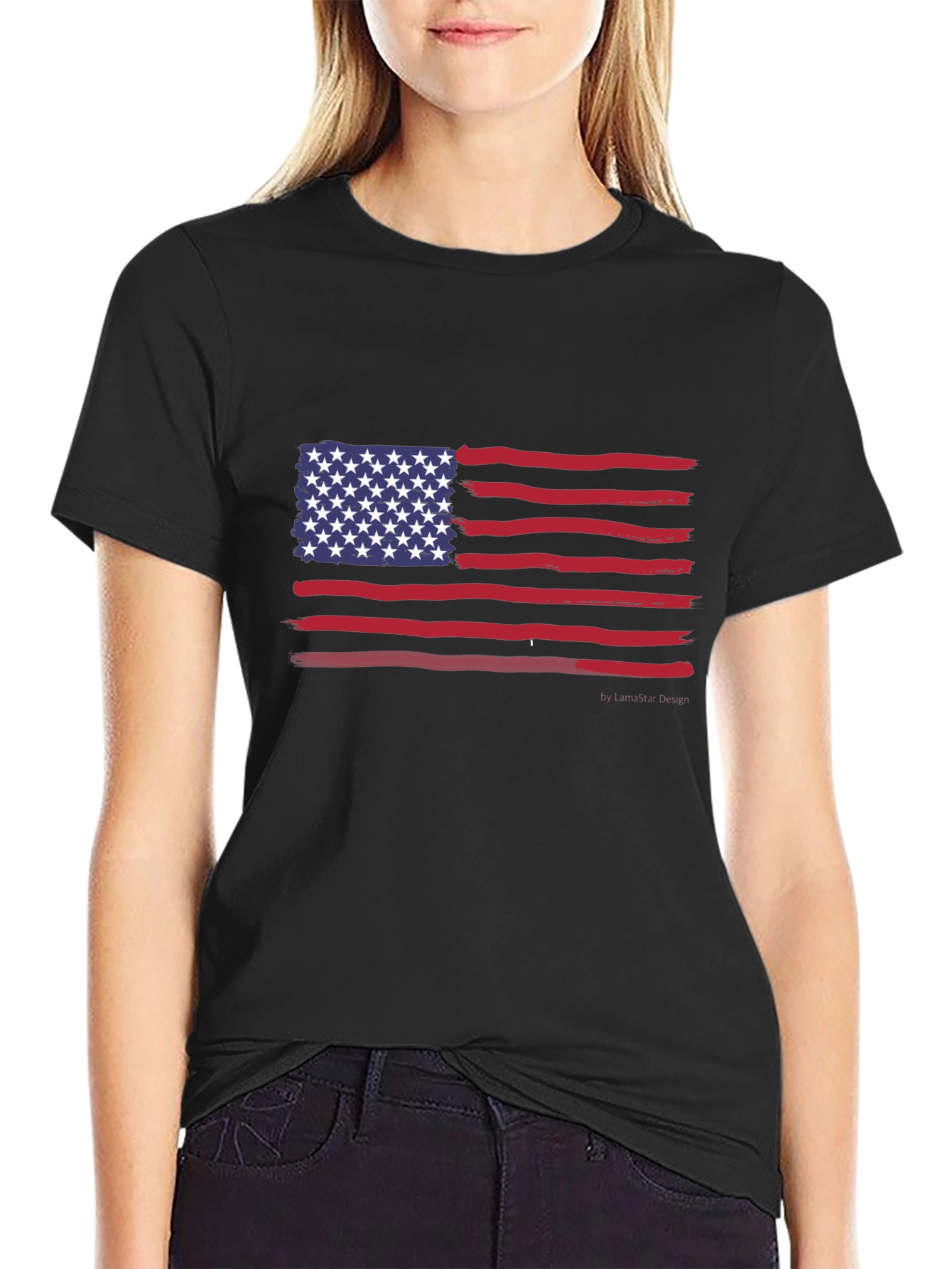 American Flag Graphic Print T-Shirt
