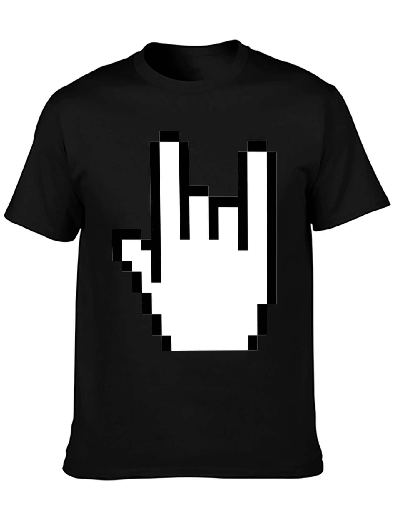 Pixel Rock Hand Graphic T-Shirt - Black