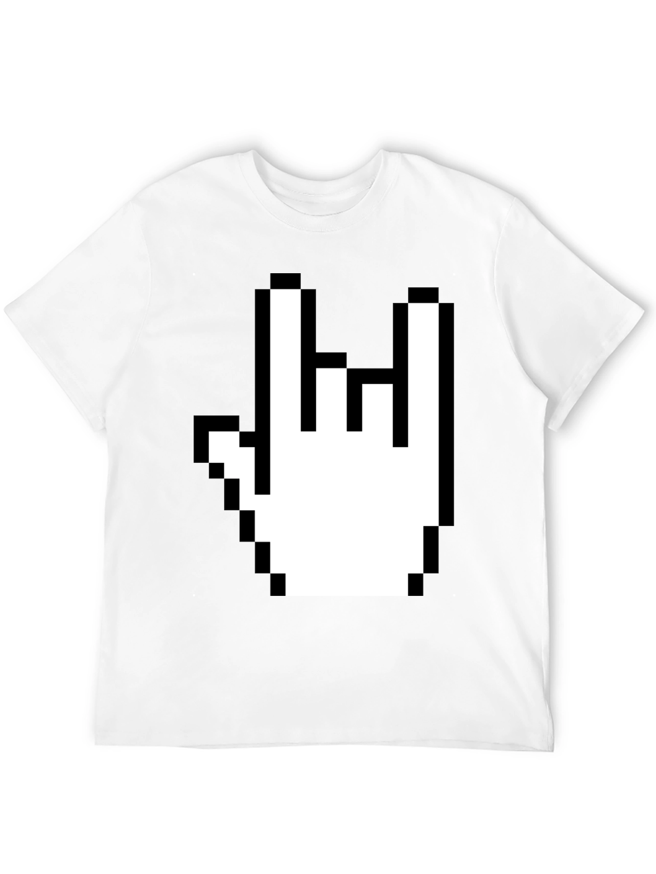 Pixel Rock Hand Graphic T-Shirt - Black