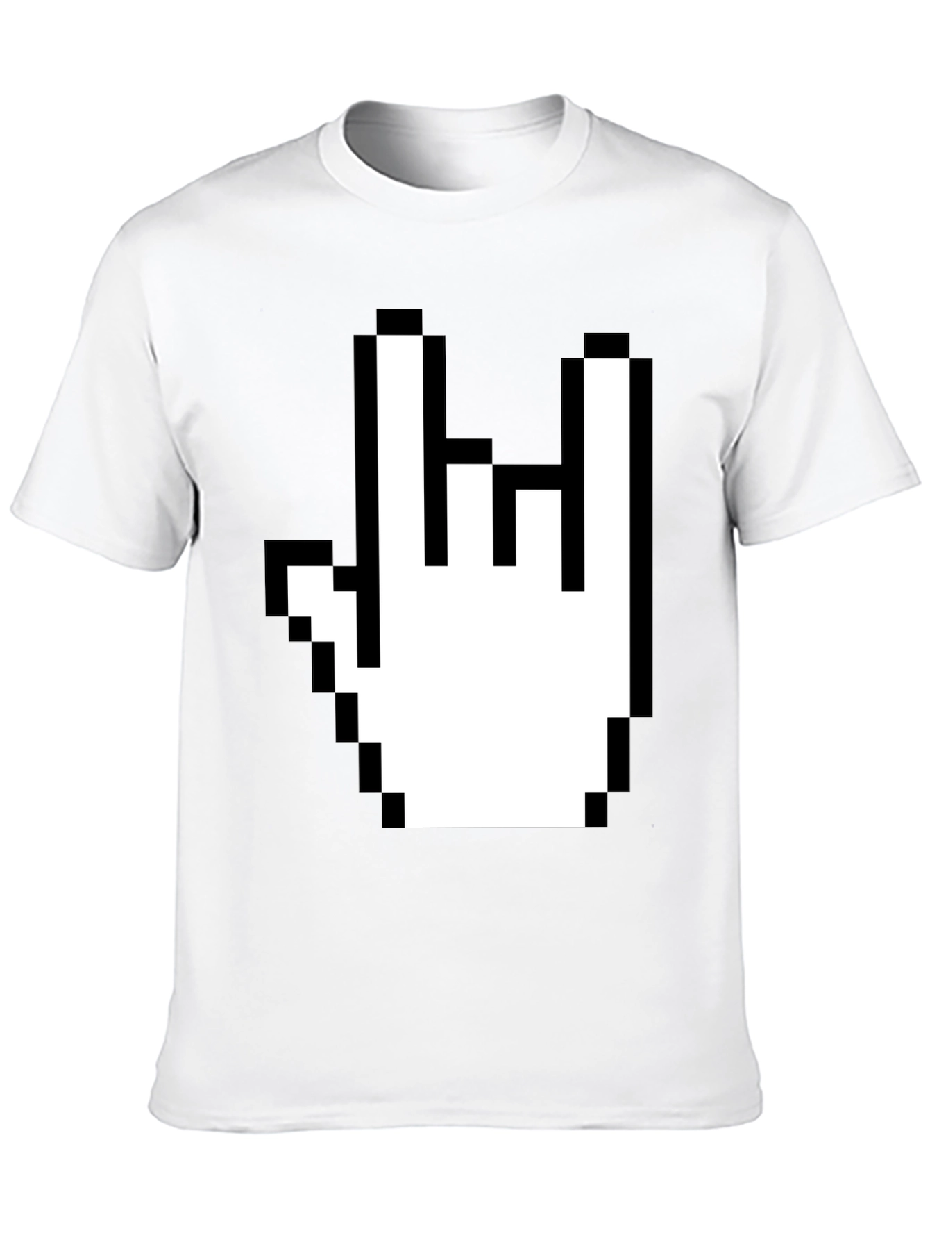 Pixel Rock Hand Graphic T-Shirt - Black