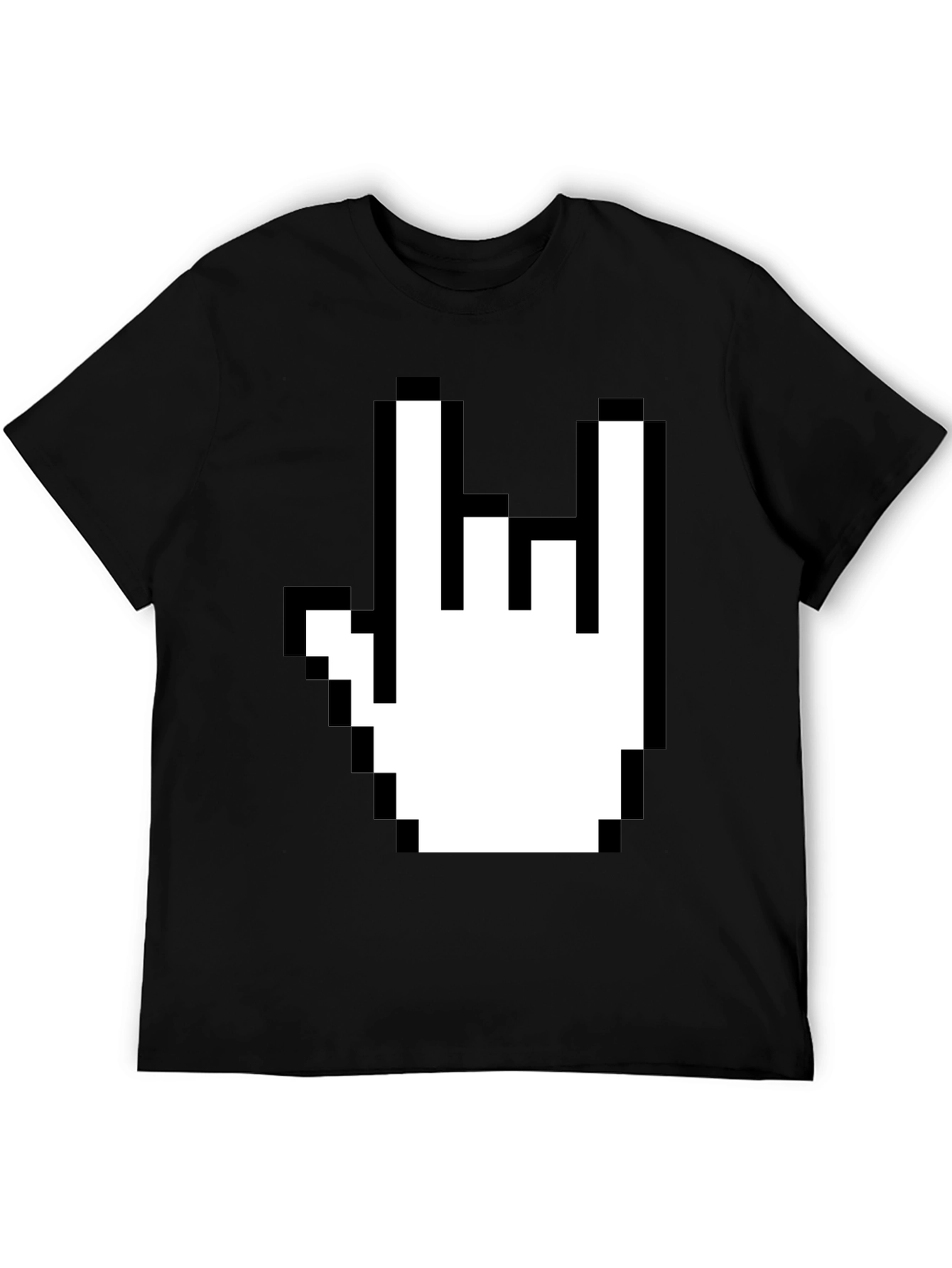 Pixel Rock Hand Graphic T-Shirt - Black