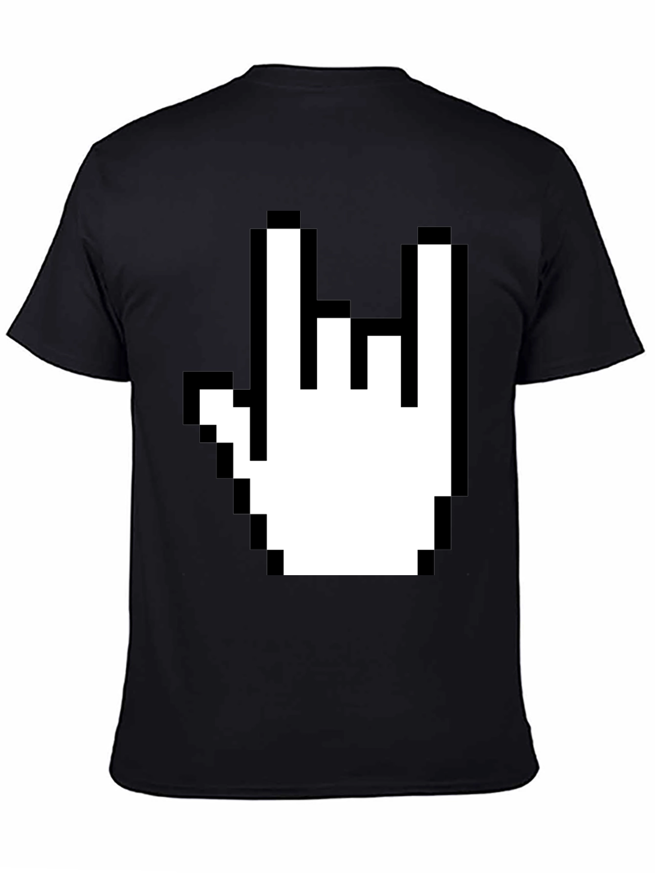 Pixel Rock Hand Graphic T-Shirt - Black