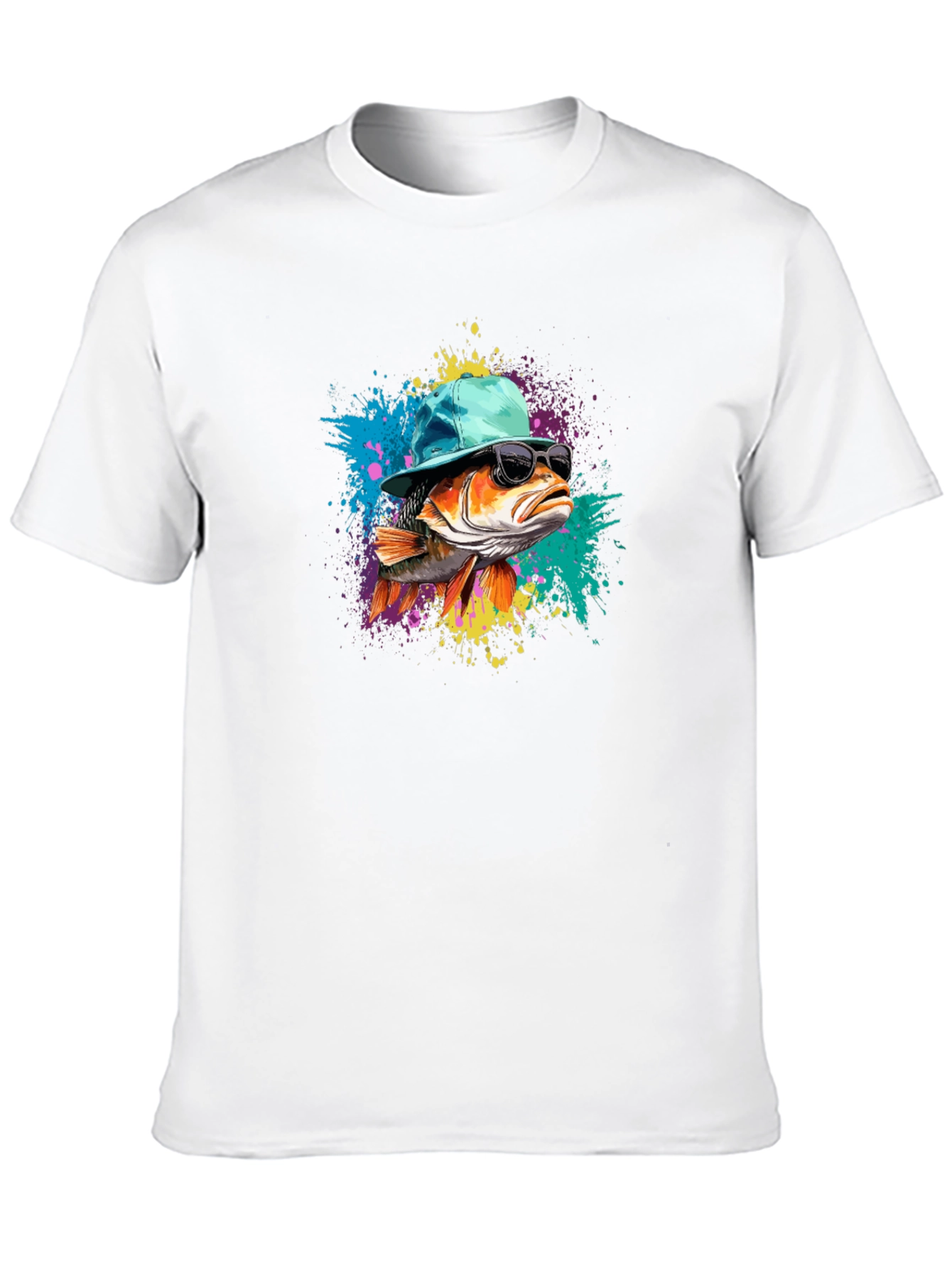 Cool Fish Graphic Tee - Black Cotton Blend T-Shirt