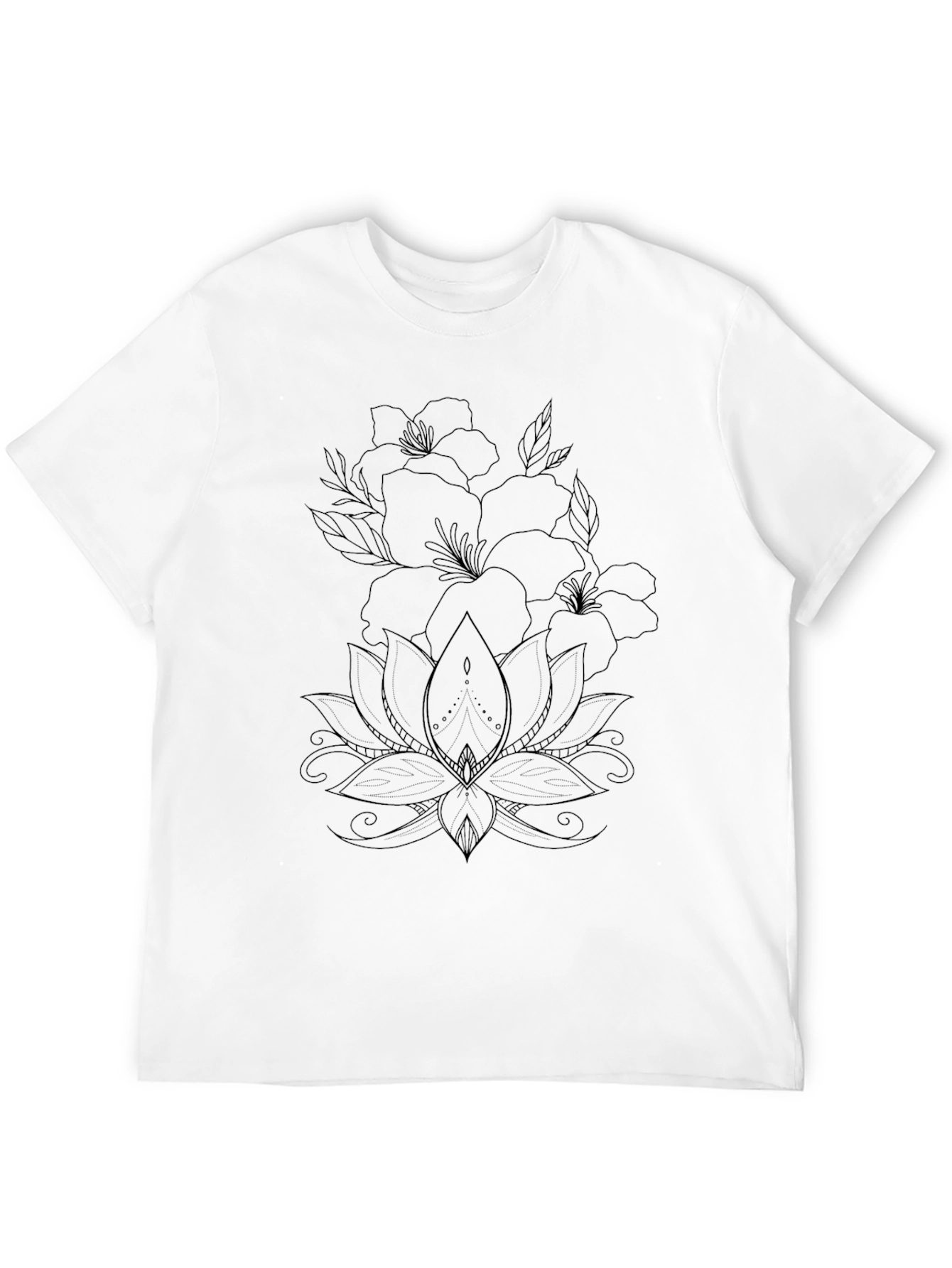 Black Floral Lotus Graphic Tee