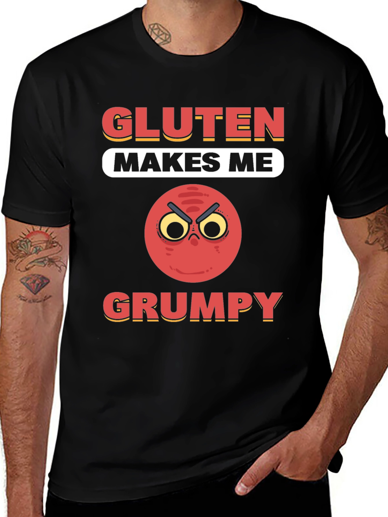 Gluten Makes Me Grumpy T-Shirt - Funny Foodie Tee