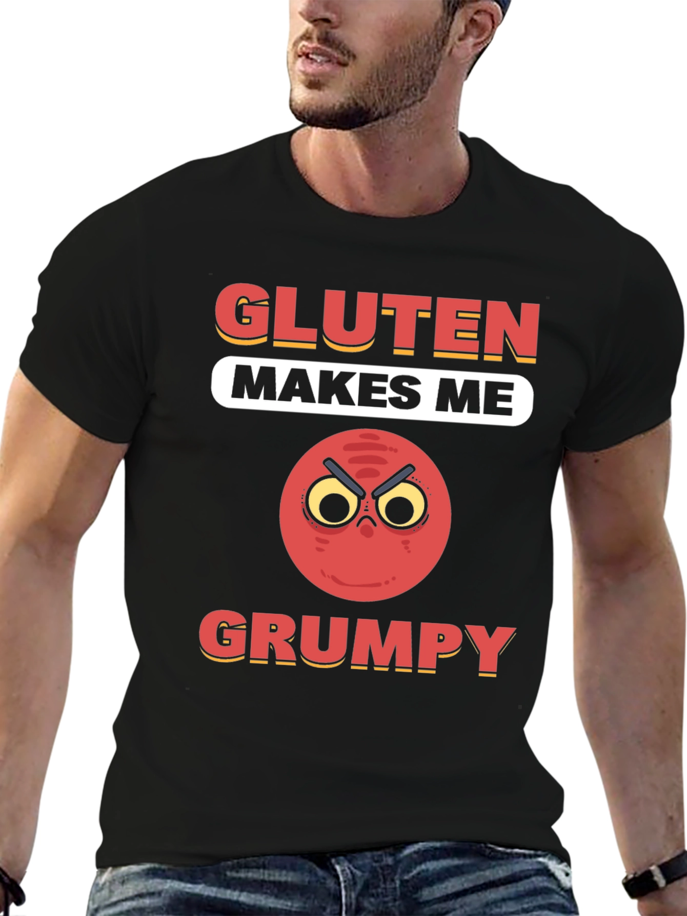 Gluten Makes Me Grumpy T-Shirt - Funny Foodie Tee