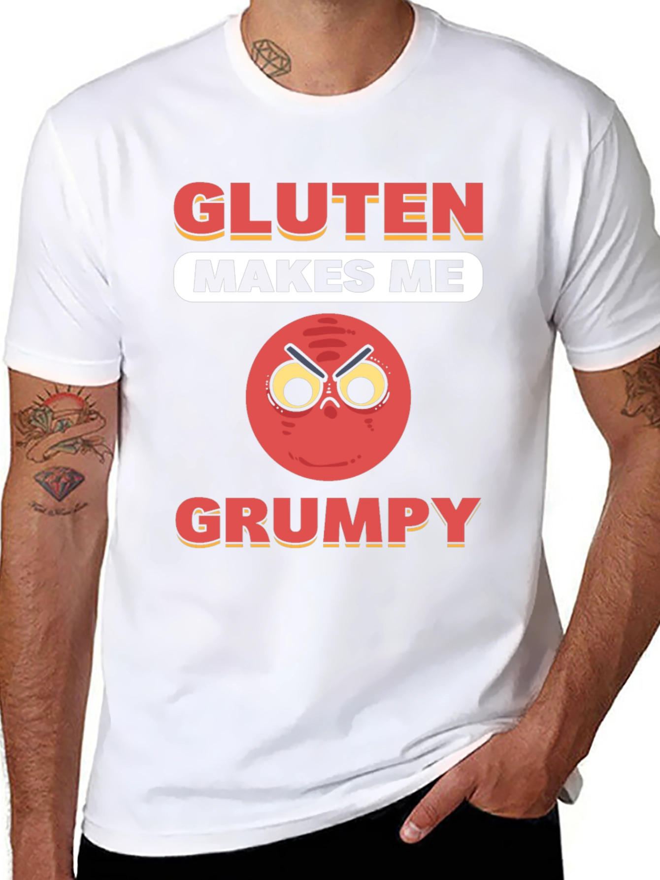 Gluten Makes Me Grumpy T-Shirt - Funny Foodie Tee