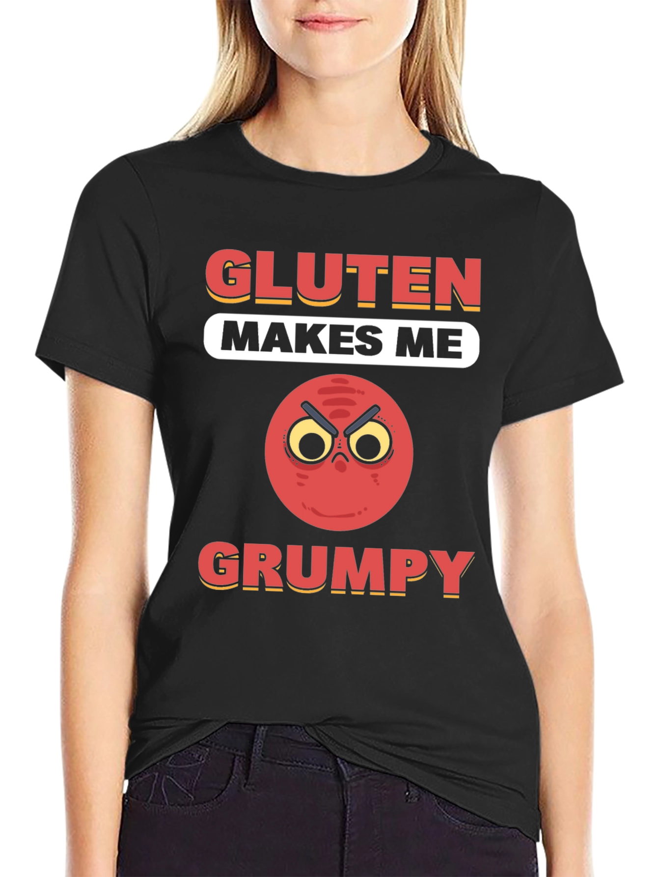 Gluten Makes Me Grumpy T-Shirt - Funny Foodie Tee