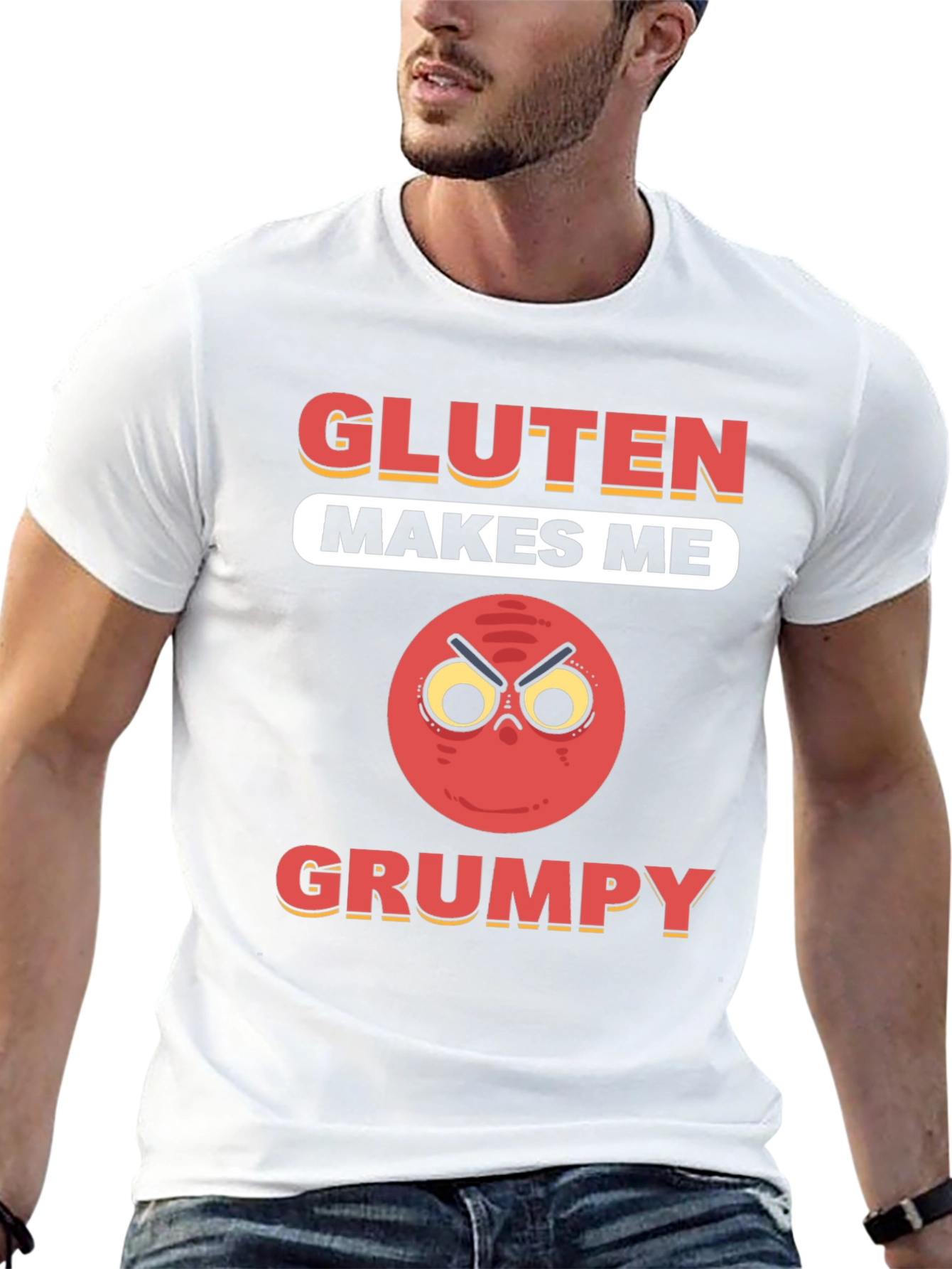 Gluten Makes Me Grumpy T-Shirt - Funny Foodie Tee