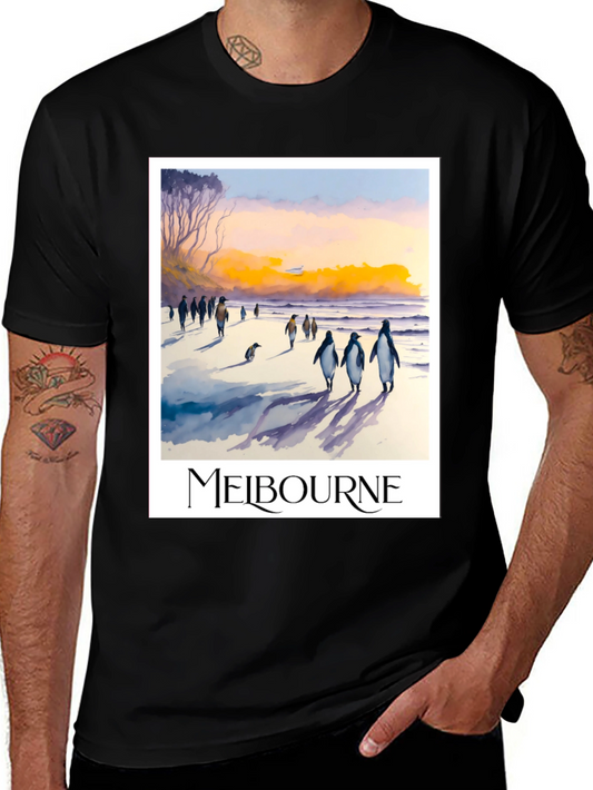 Melbourne Penguin Beach Black T-Shirt