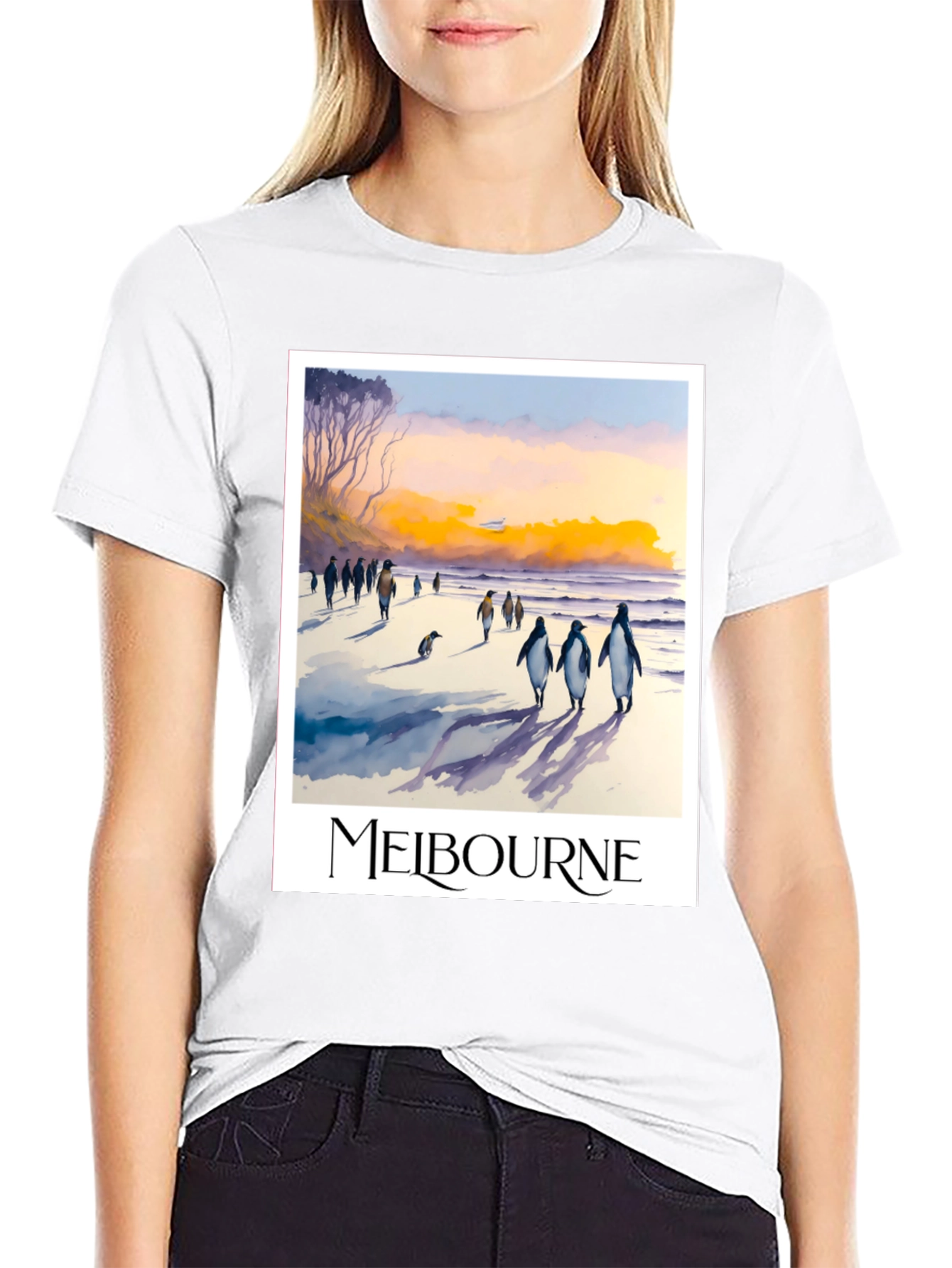 Melbourne Penguin Beach Black T-Shirt