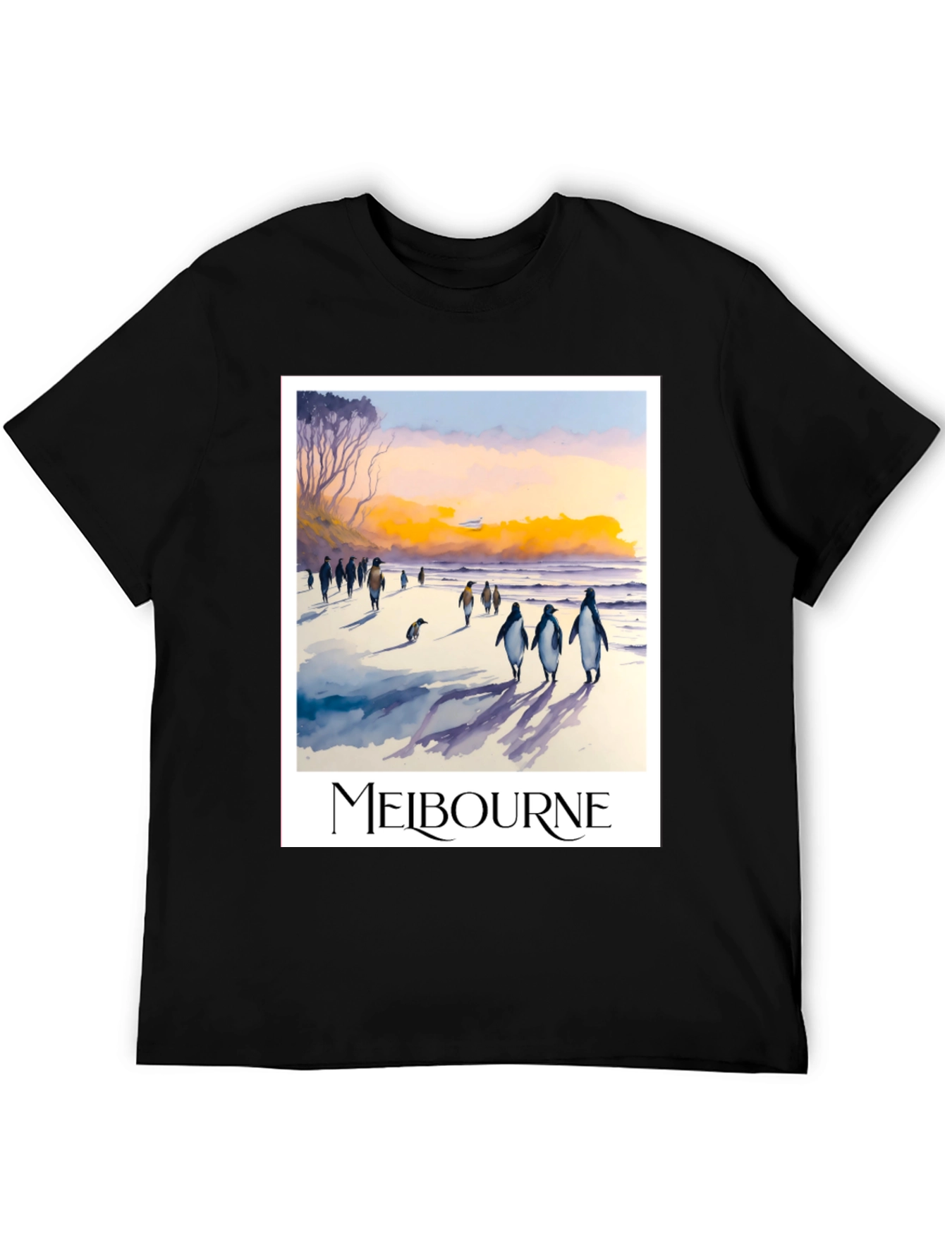 Melbourne Penguin Beach Black T-Shirt