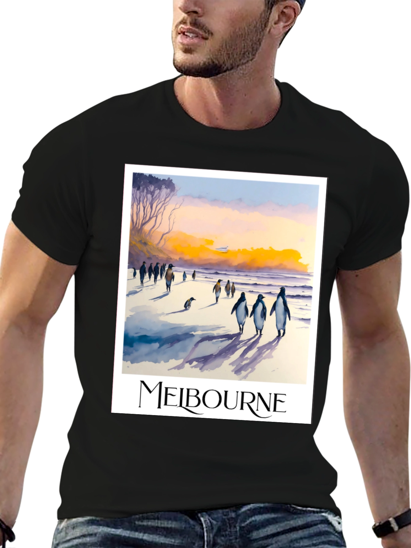 Melbourne Penguin Beach Black T-Shirt