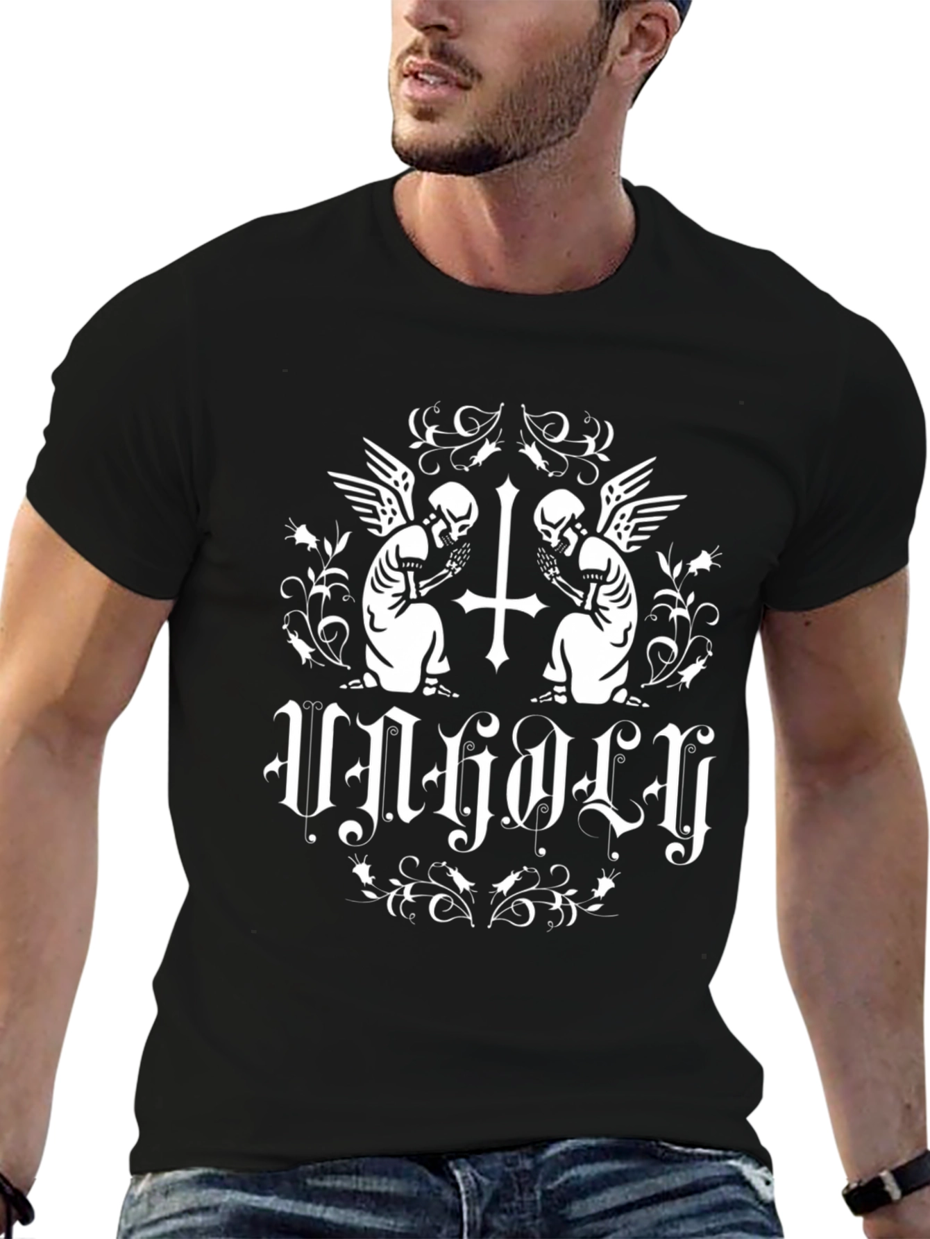Unholy Skeleton Angel T-Shirt - Gothic Style