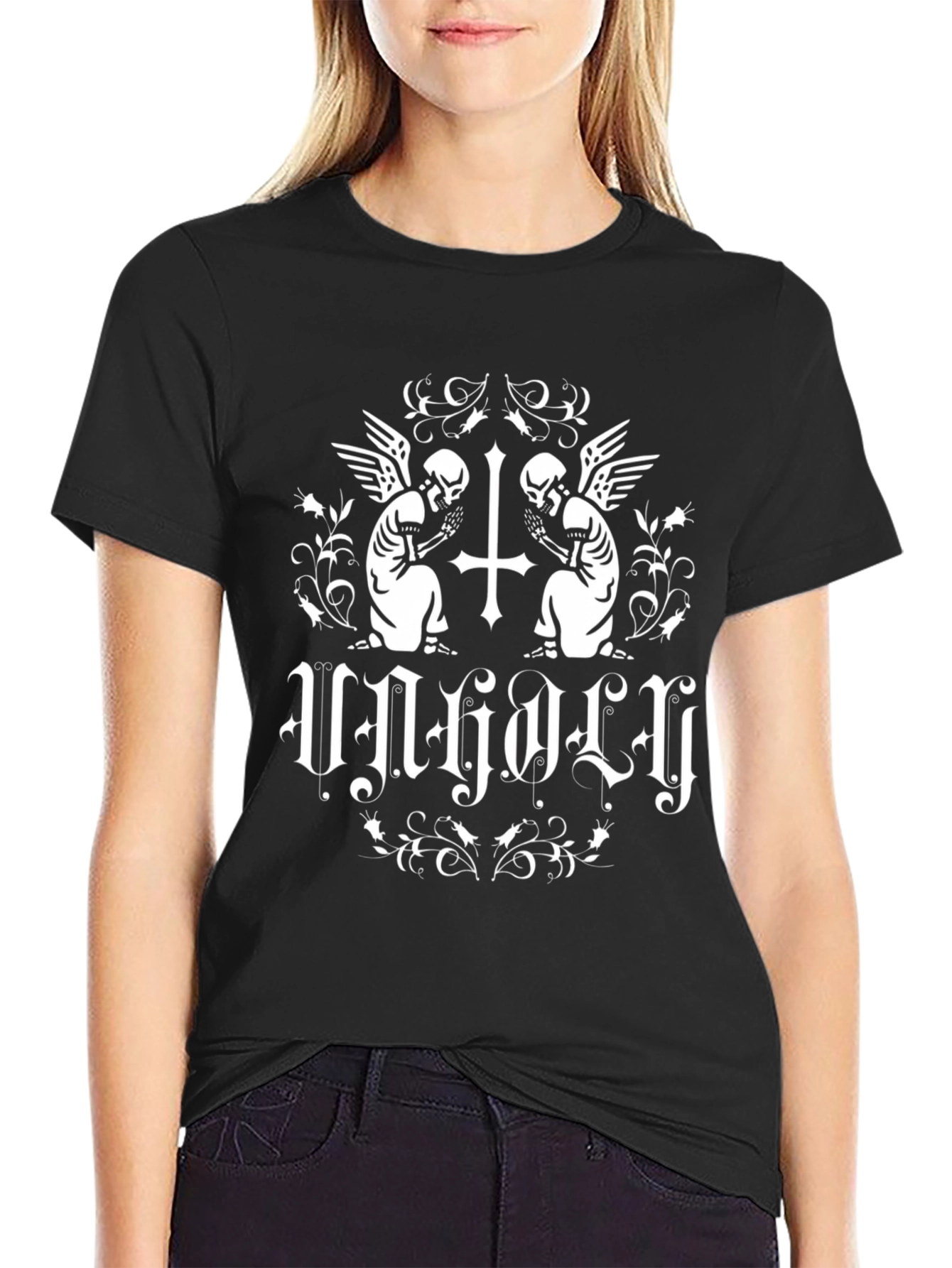 Unholy Skeleton Angel T-Shirt - Gothic Style