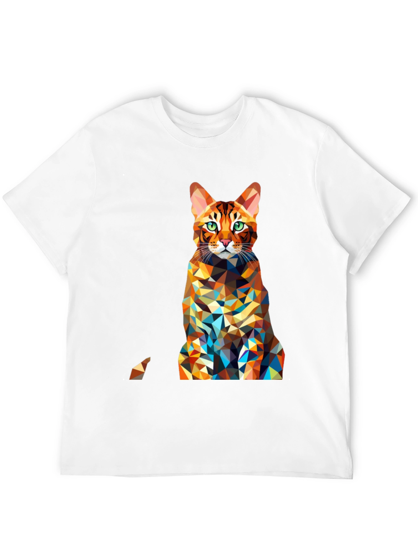 Geometric Cat Print Black Tee