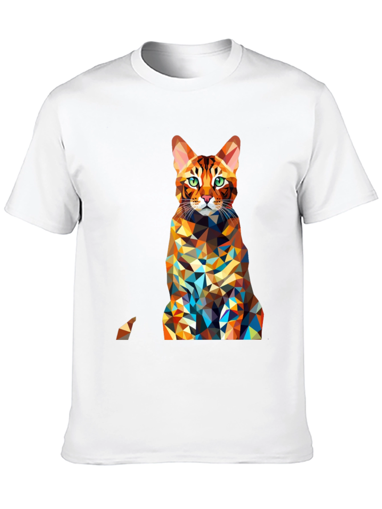 Geometric Cat Print Black Tee