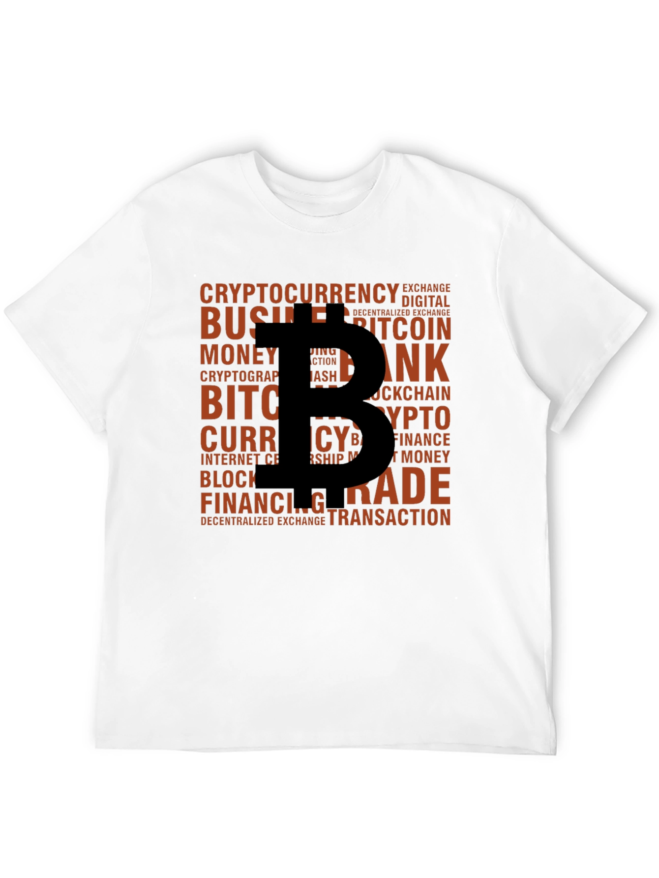 Bitcoin Crypto Word Art Black T-Shirt