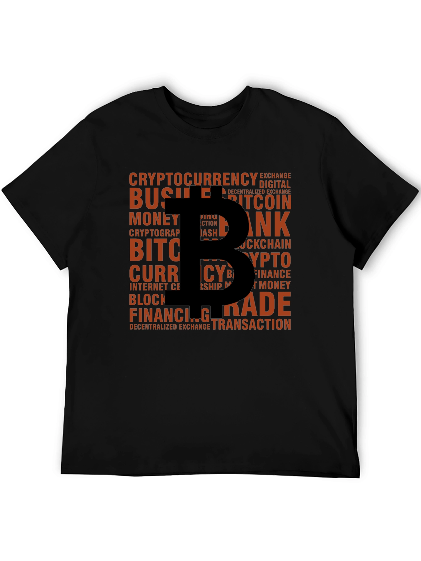 Bitcoin Crypto Word Art Black T-Shirt