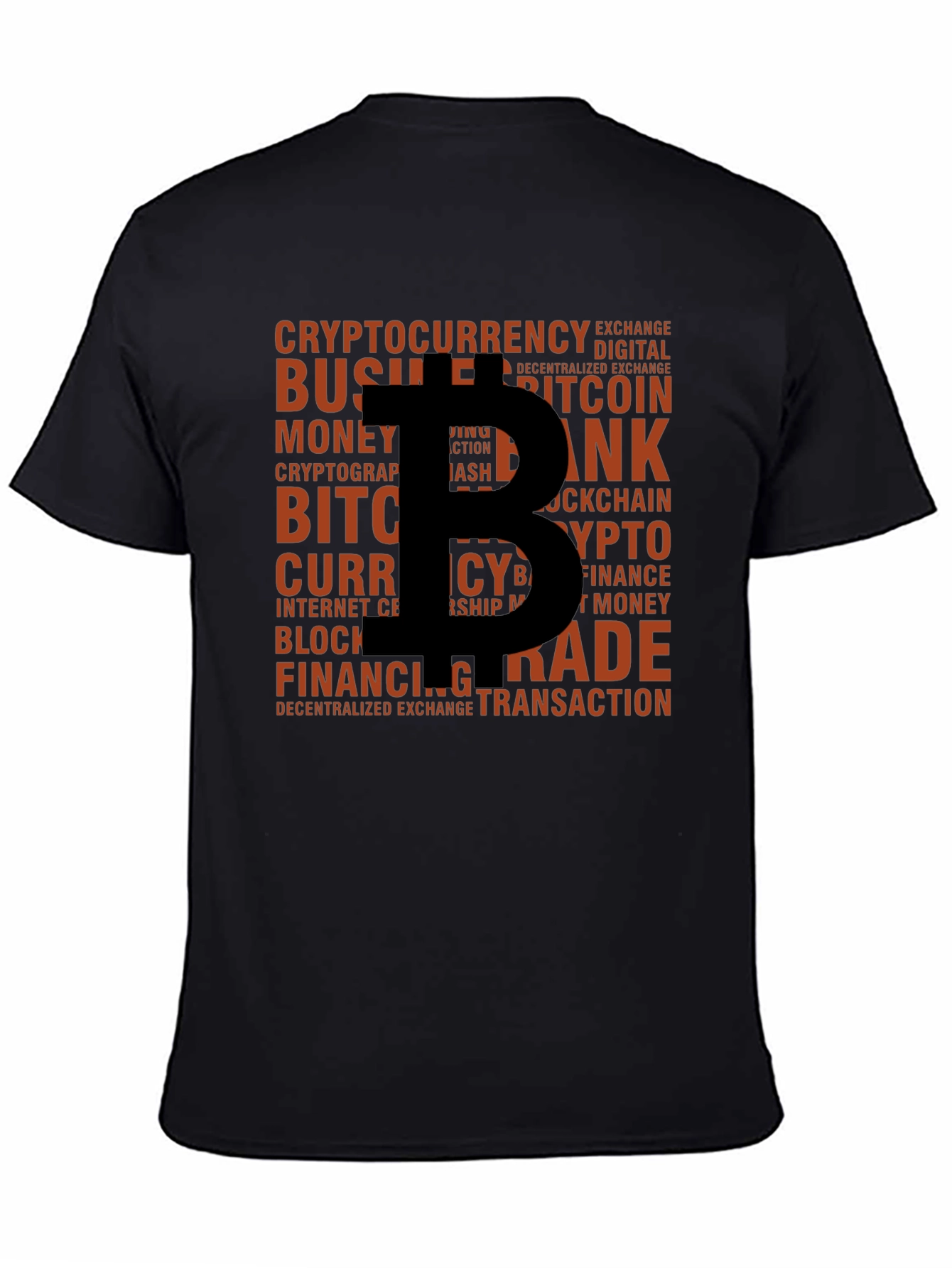Bitcoin Crypto Word Art Black T-Shirt