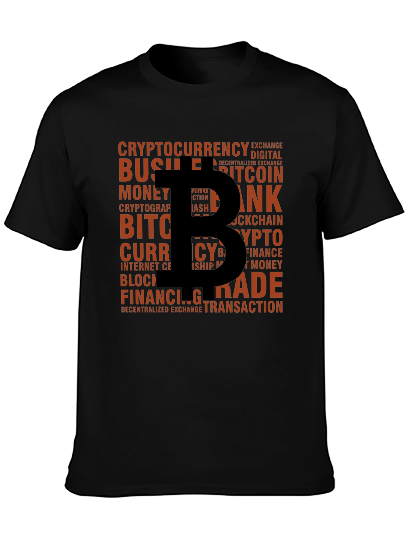 Bitcoin Crypto Word Art Black T-Shirt