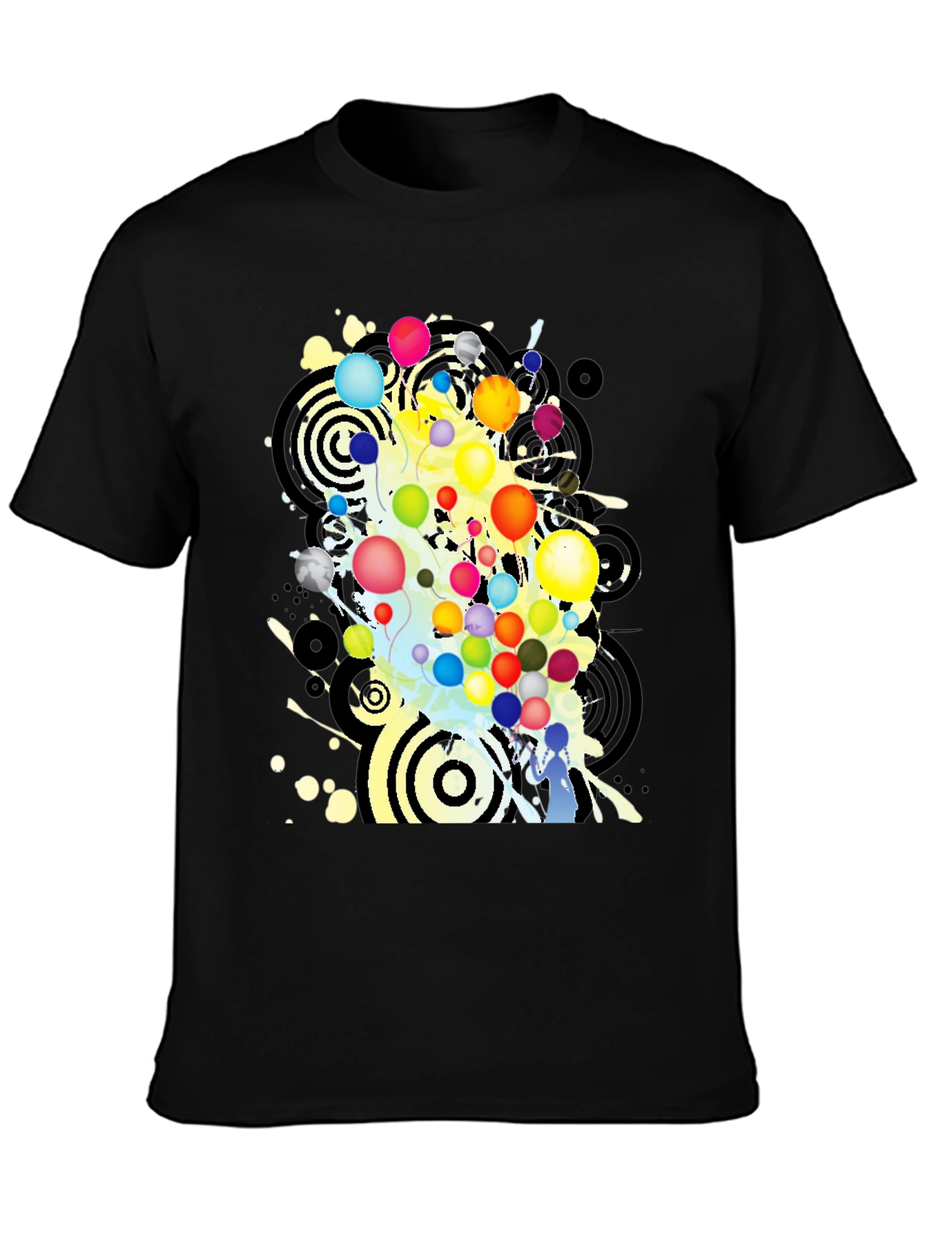Abstract Balloon Graphic Black T-Shirt