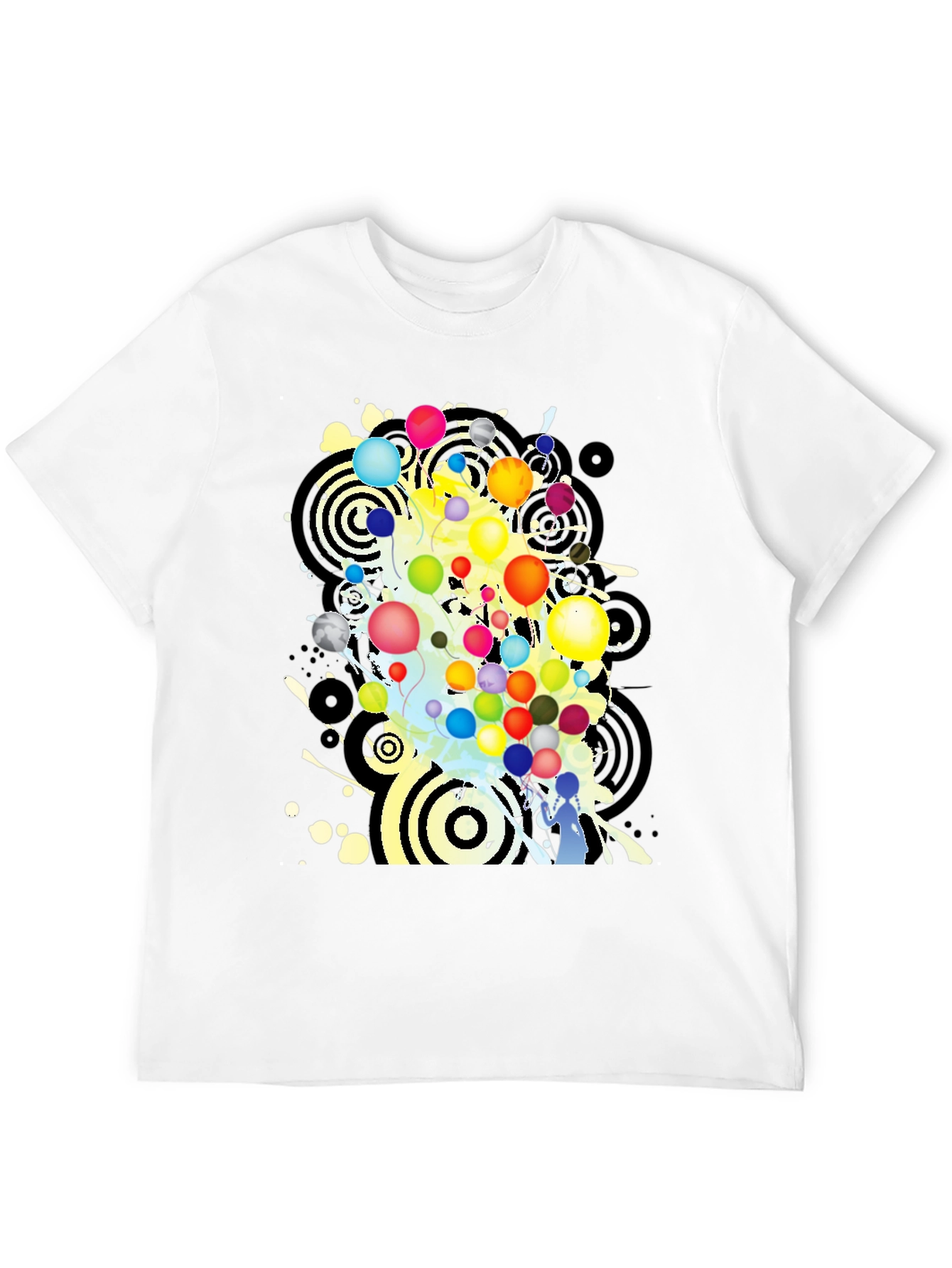 Abstract Balloon Graphic Black T-Shirt
