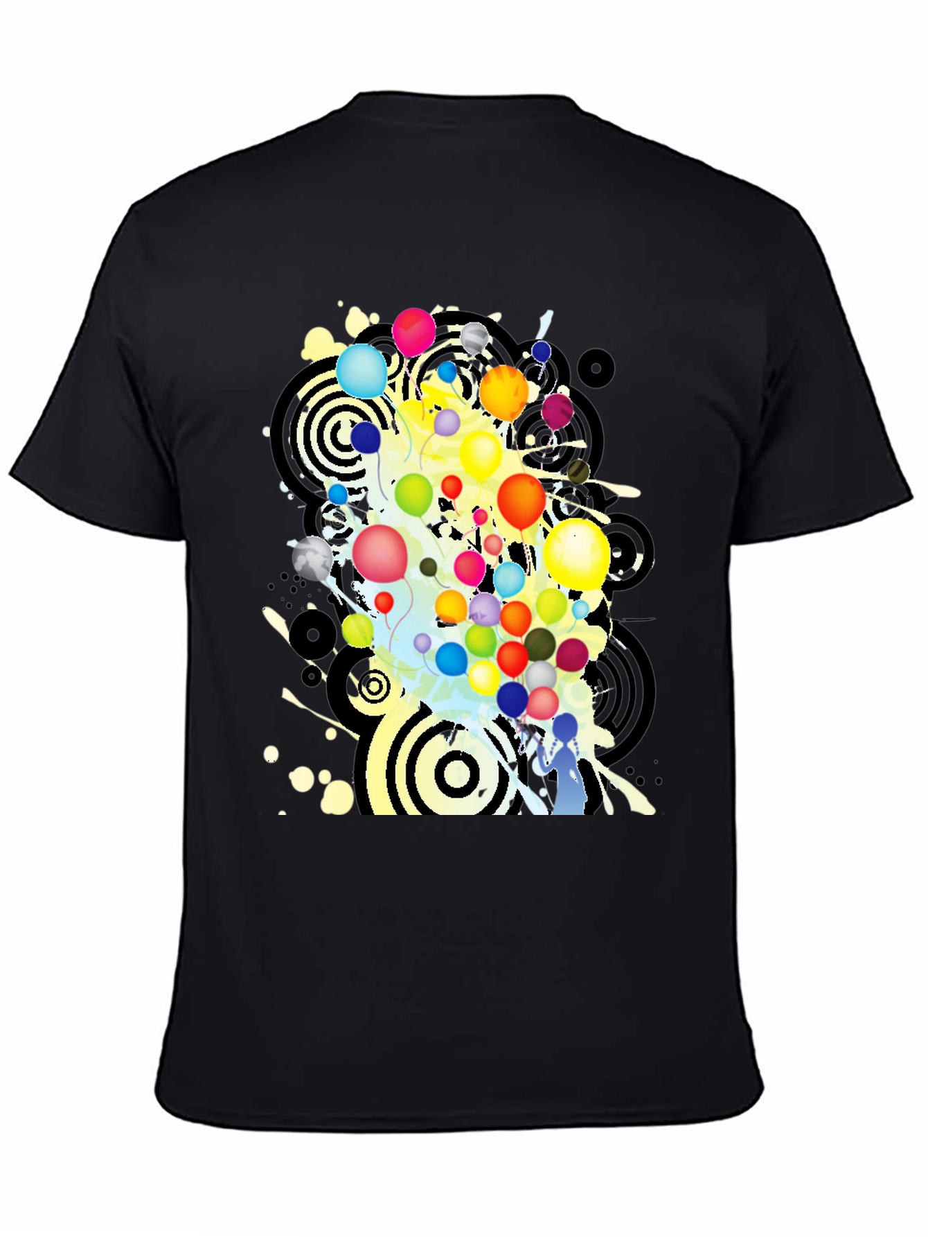 Abstract Balloon Graphic Black T-Shirt