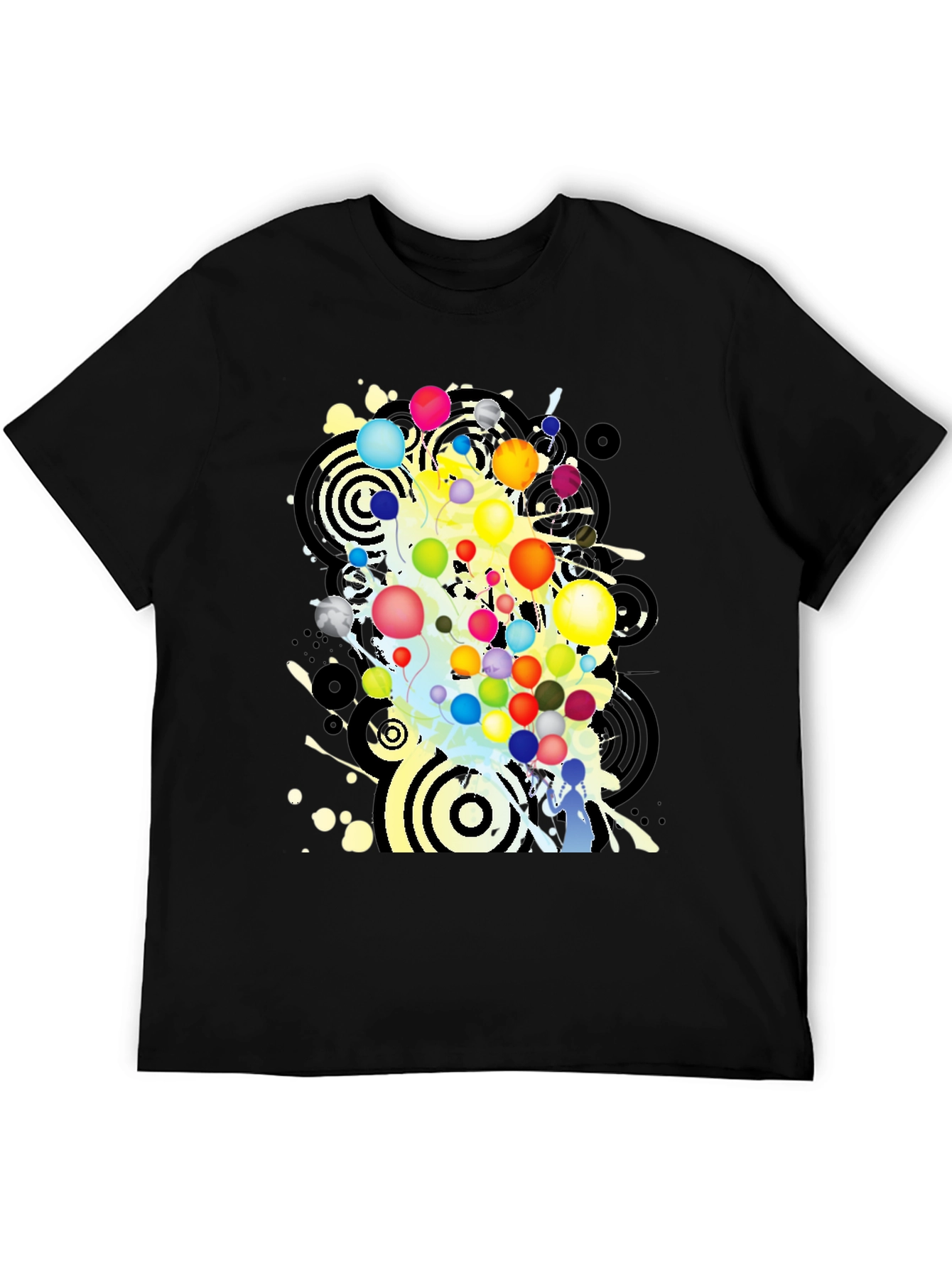 Abstract Balloon Graphic Black T-Shirt