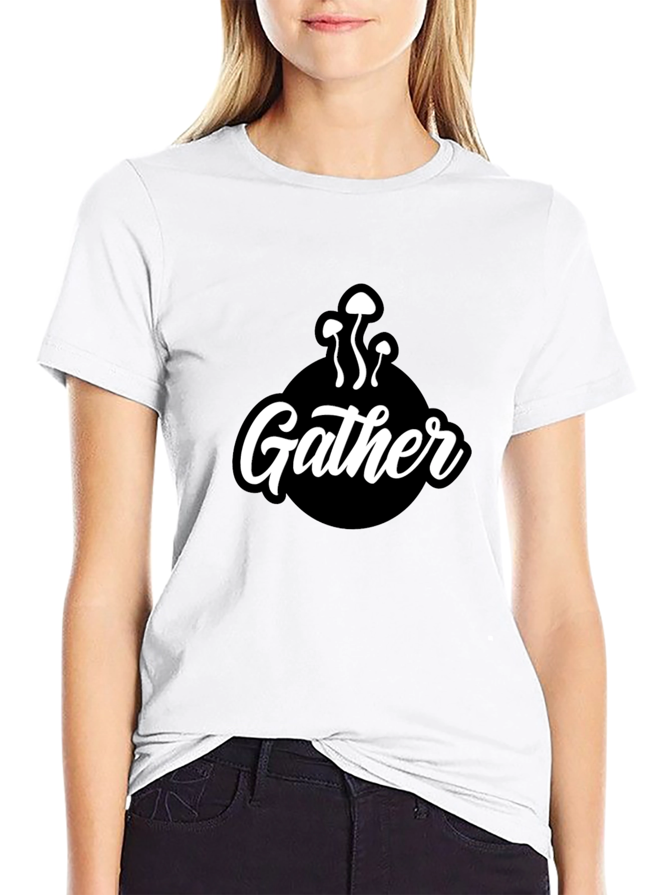 Mushroom Gather T-Shirt - Black Graphic Tee