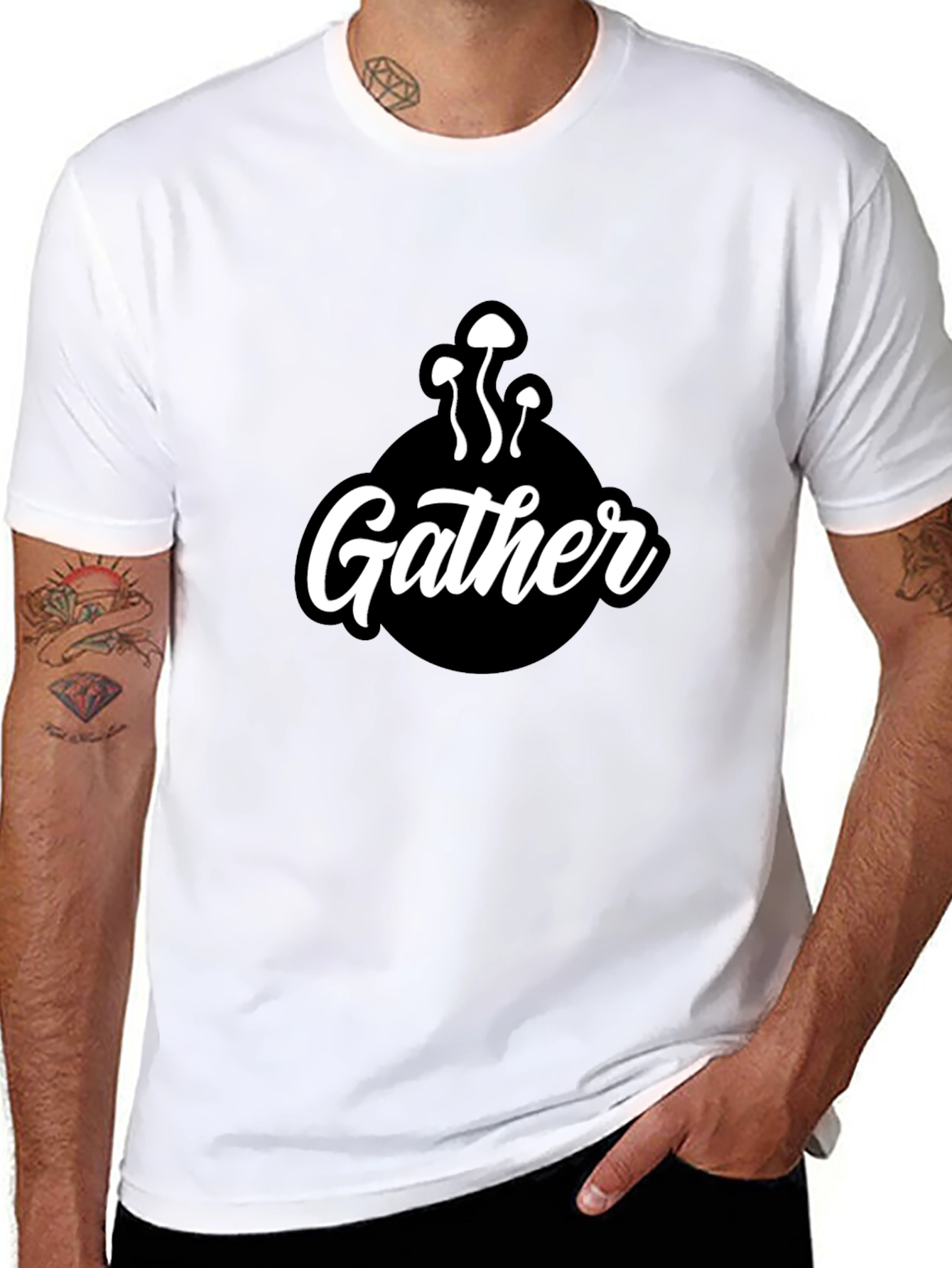 Mushroom Gather T-Shirt - Black Graphic Tee