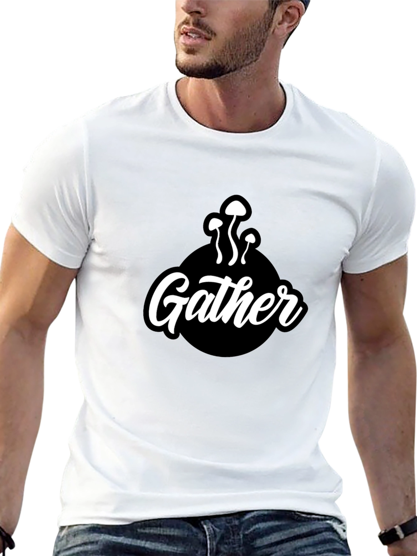 Mushroom Gather T-Shirt - Black Graphic Tee