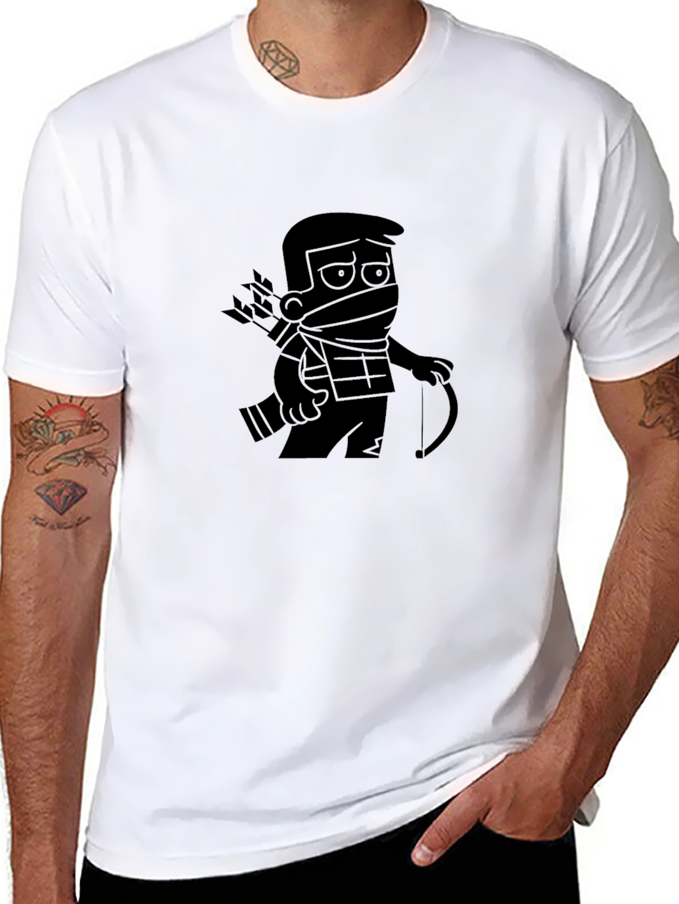 Ninja Archer Graphic Tee - Black Cotton Blend T-Shirt