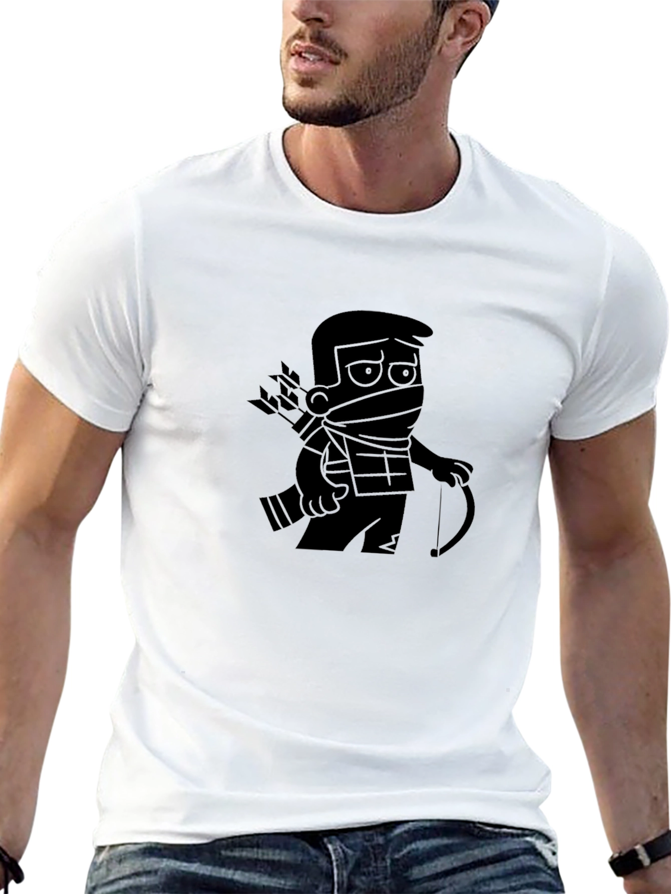 Ninja Archer Graphic Tee - Black Cotton Blend T-Shirt