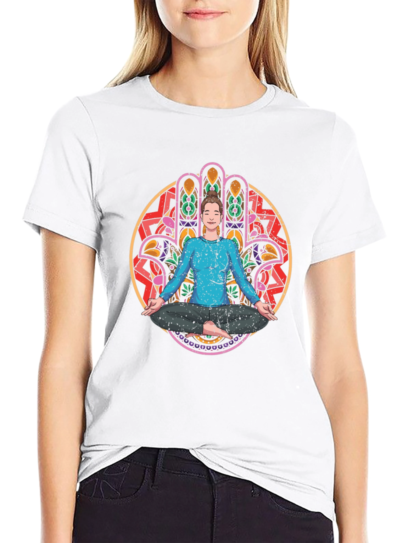 Yoga Meditation Hamsa Hand Graphic Tee