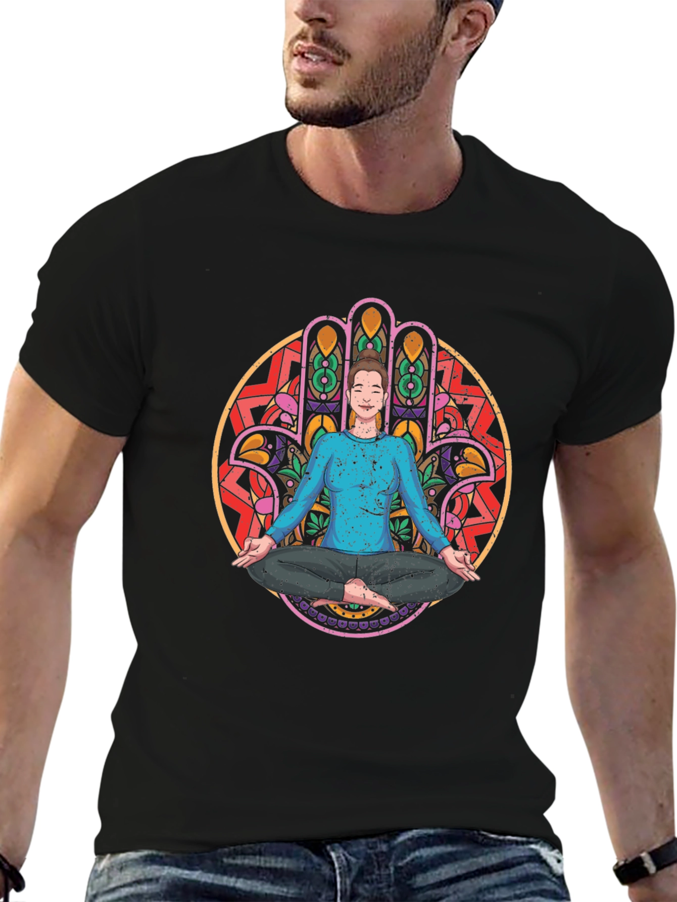 Yoga Meditation Hamsa Hand Graphic Tee