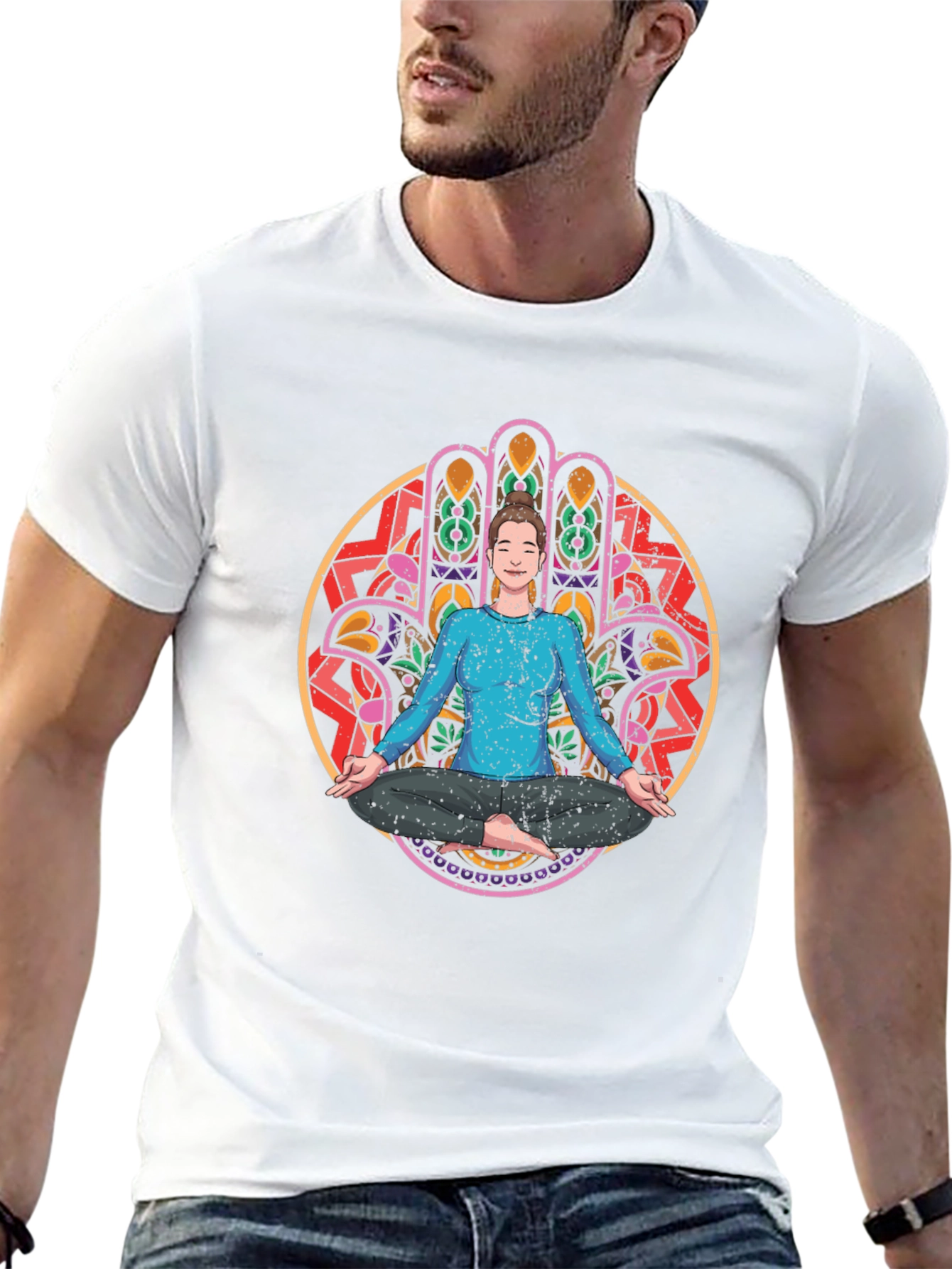 Yoga Meditation Hamsa Hand Graphic Tee