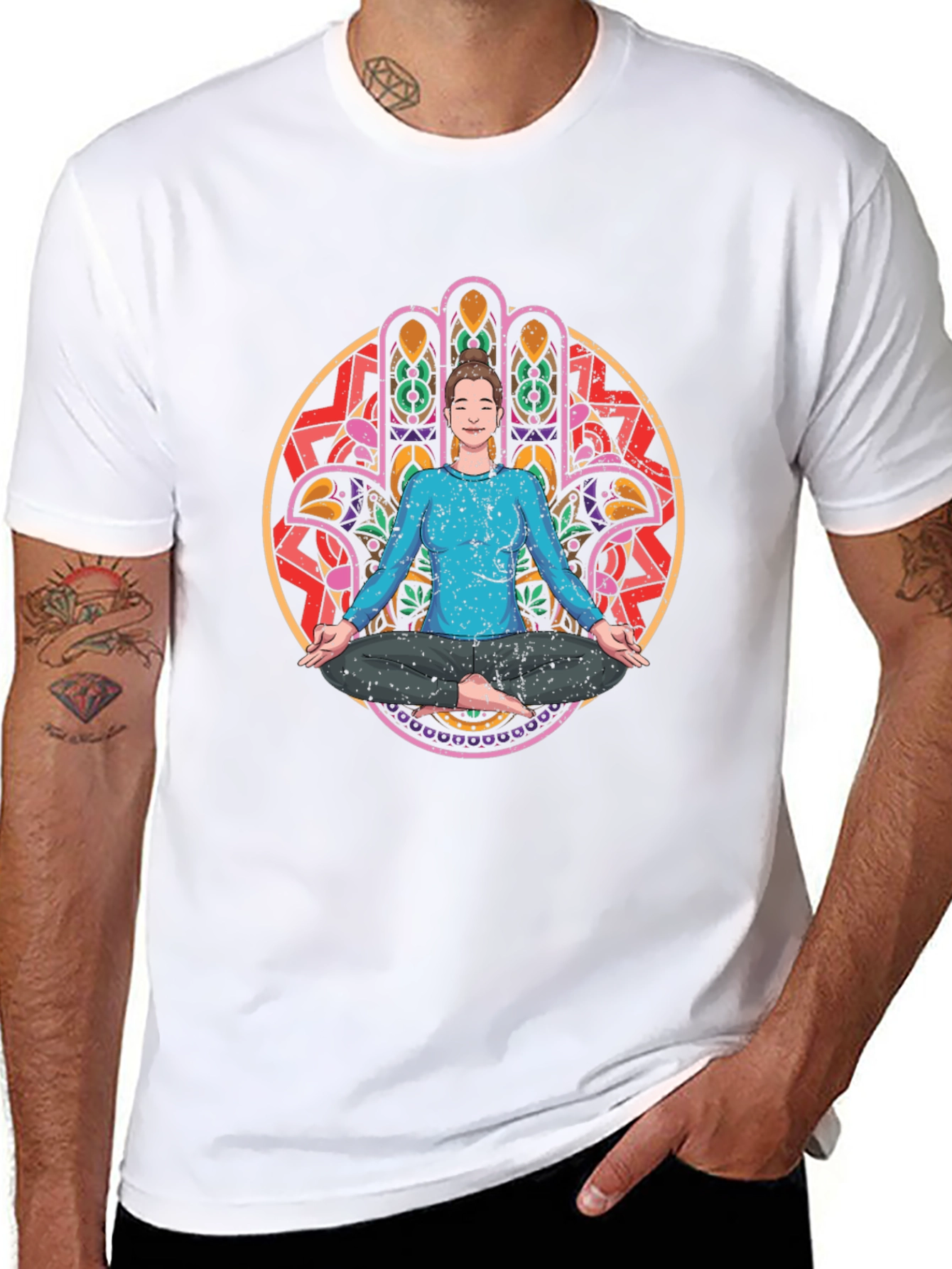 Yoga Meditation Hamsa Hand Graphic Tee