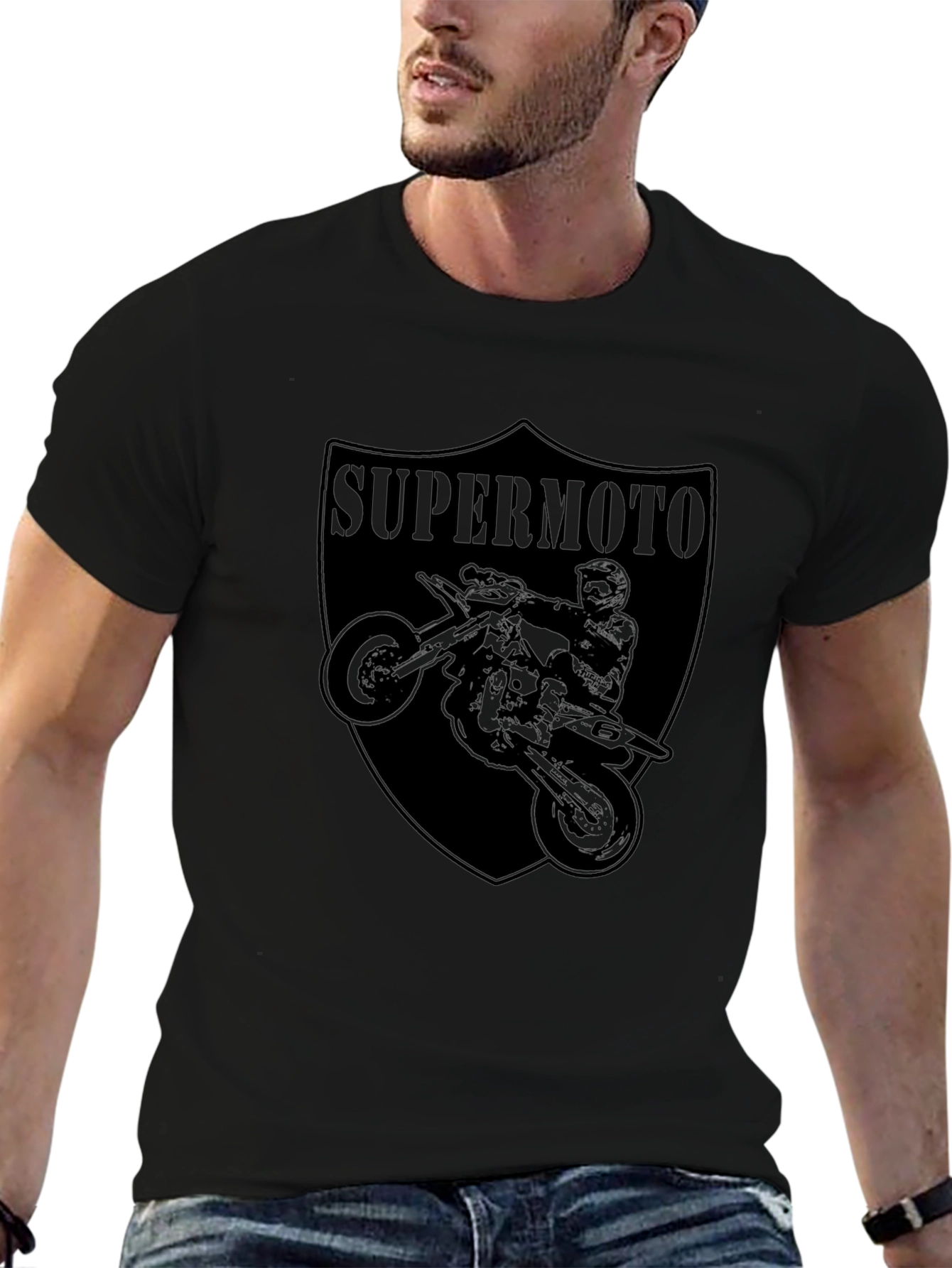 Supermoto Motorcycle Graphic Tee - Black