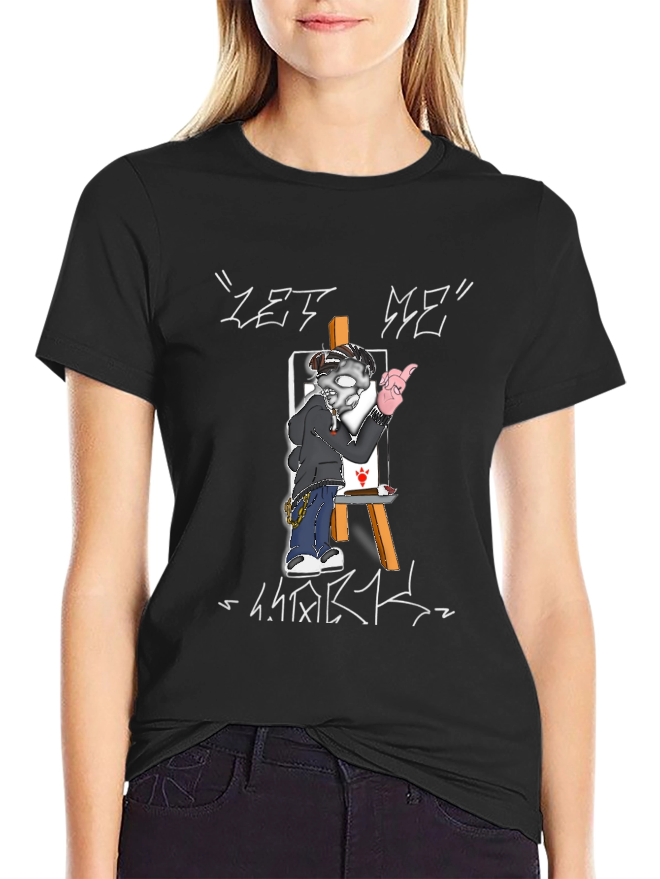 Let Me Work Black Graphic T-Shirt