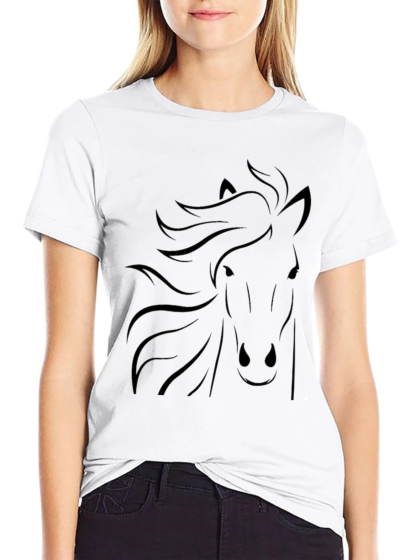 Black Horse Graphic Tee - Stylish Unisex T-Shirt