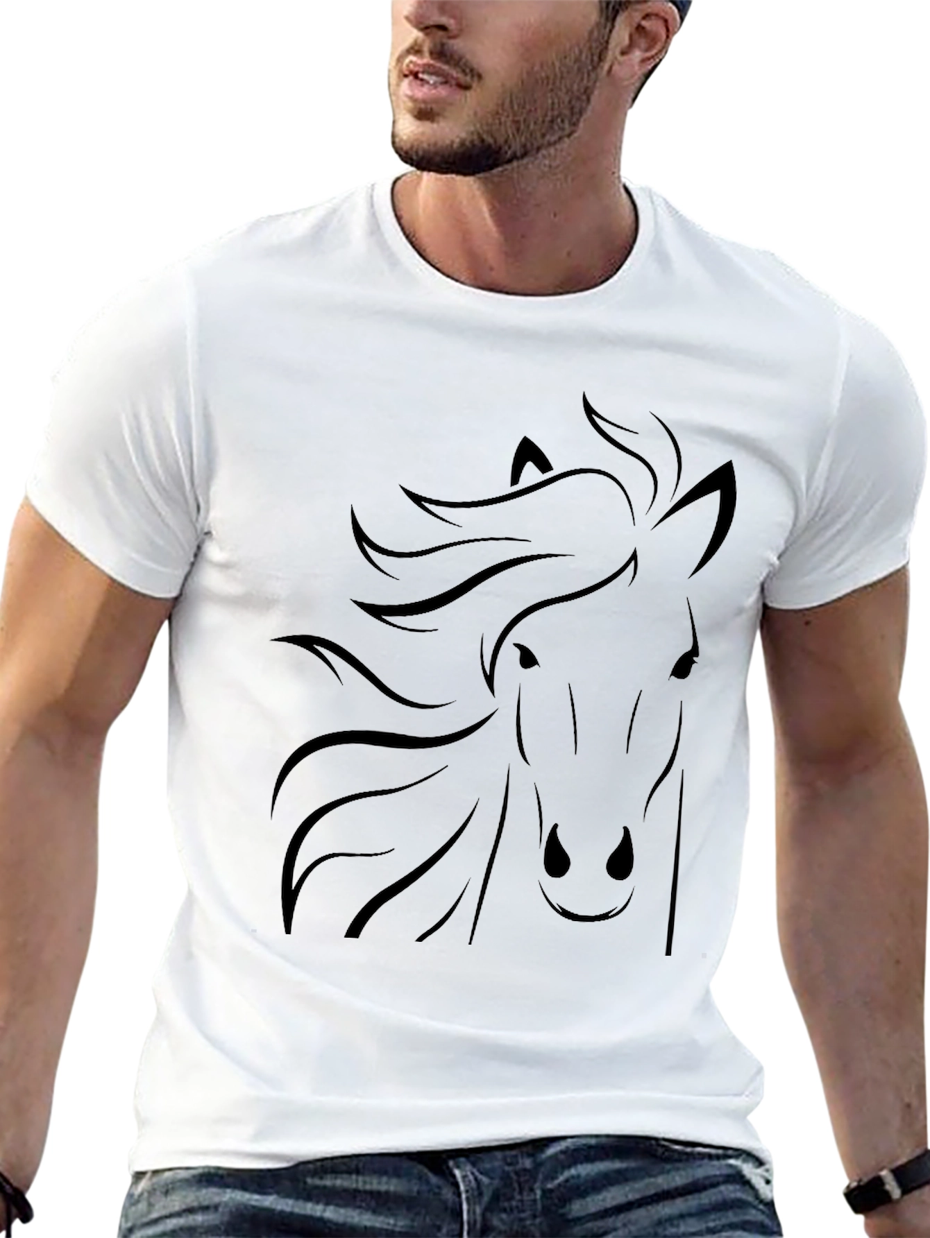 Black Horse Graphic Tee - Stylish Unisex T-Shirt
