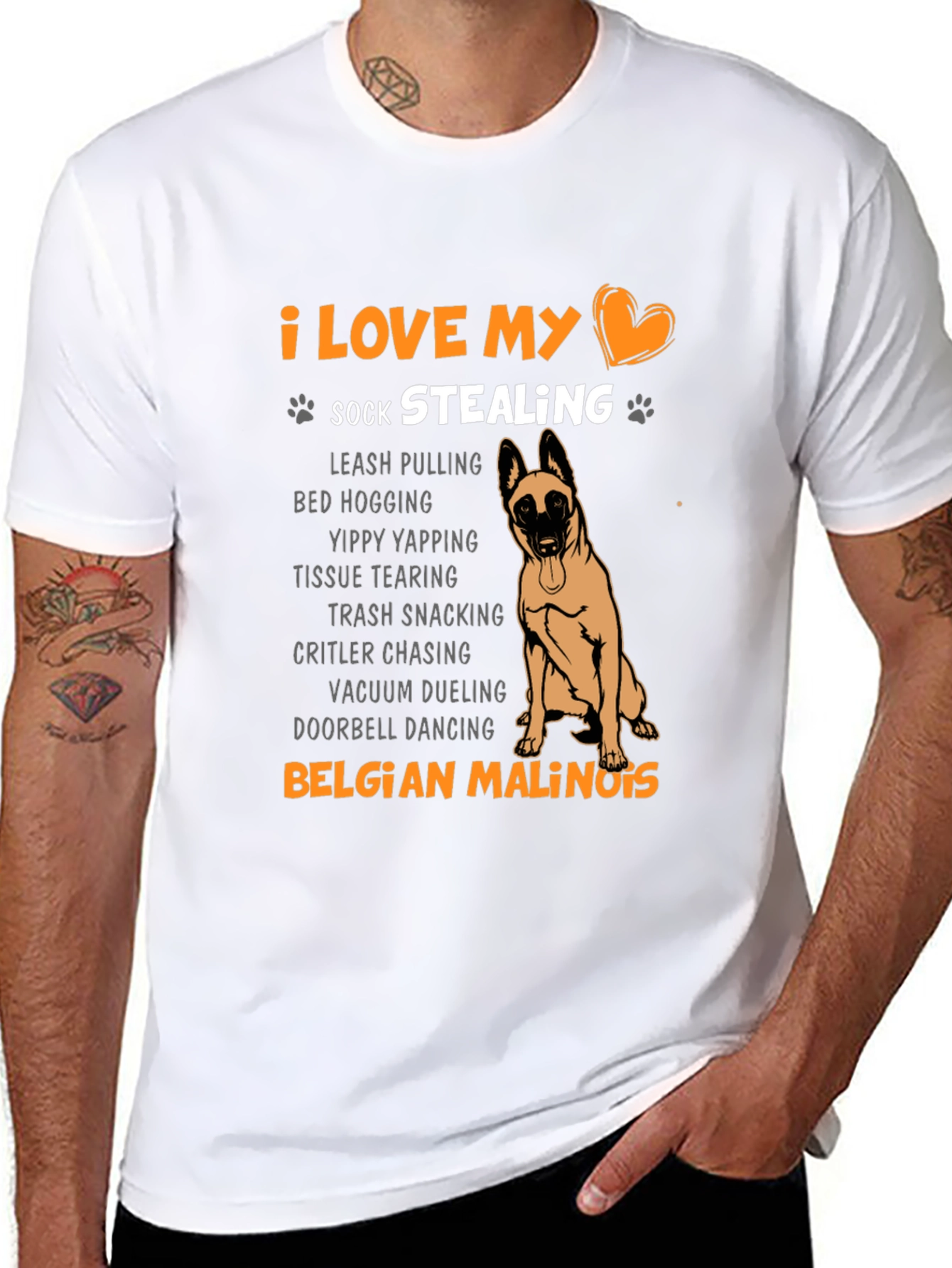 I Love My Sock Stealing Belgian Malinois T-Shirt