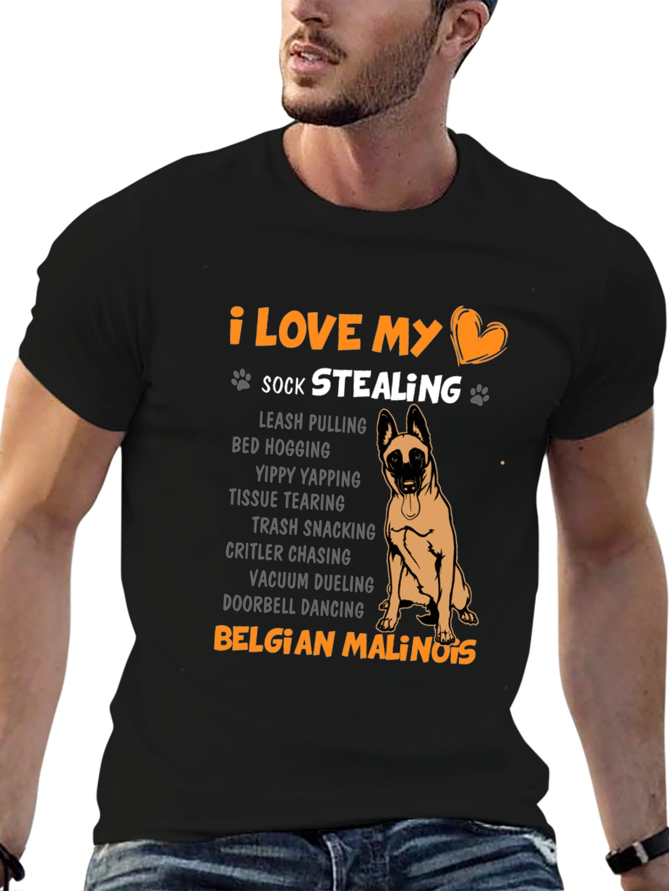 I Love My Sock Stealing Belgian Malinois T-Shirt